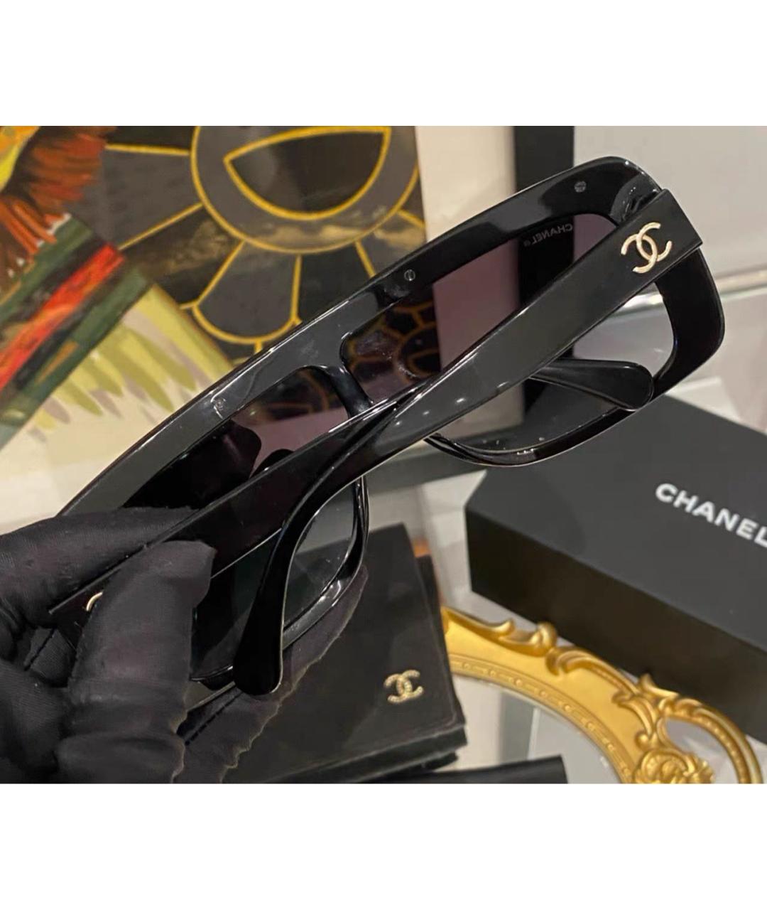 CHANEL Черные пластиковые солнцезащитные очки, фото 5