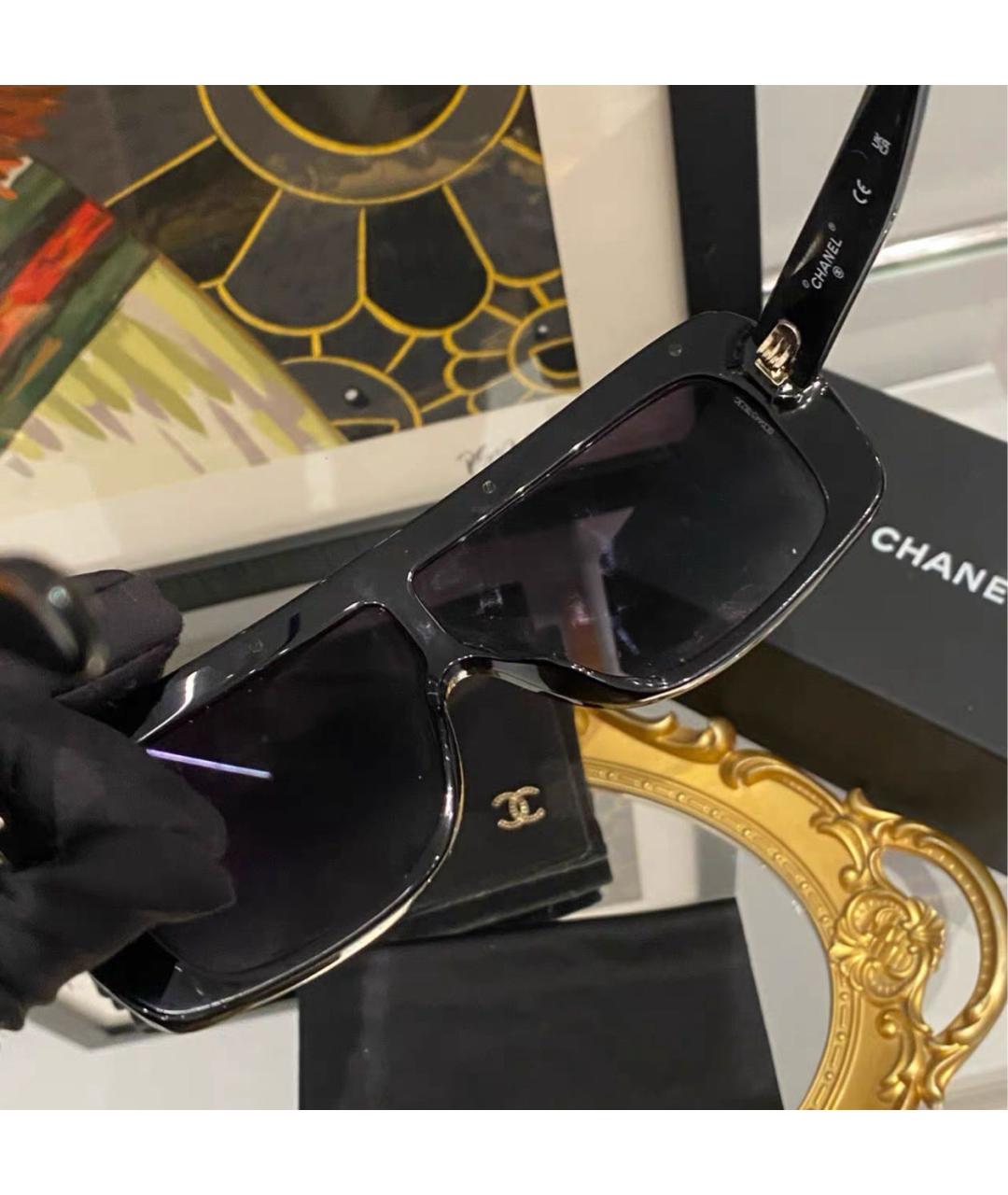 CHANEL Черные пластиковые солнцезащитные очки, фото 4