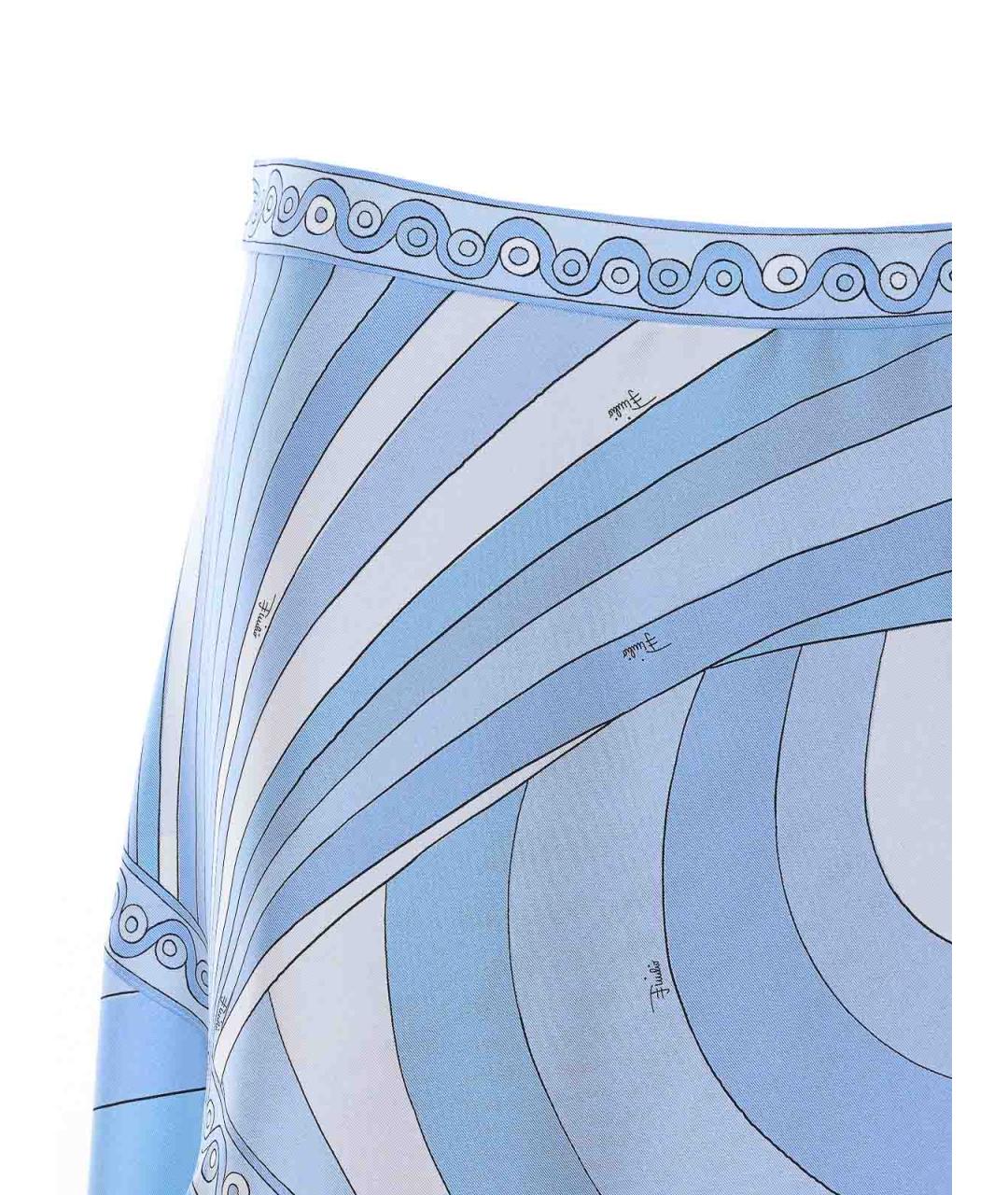 PUCCI Голубая шелковая юбка мини, фото 4