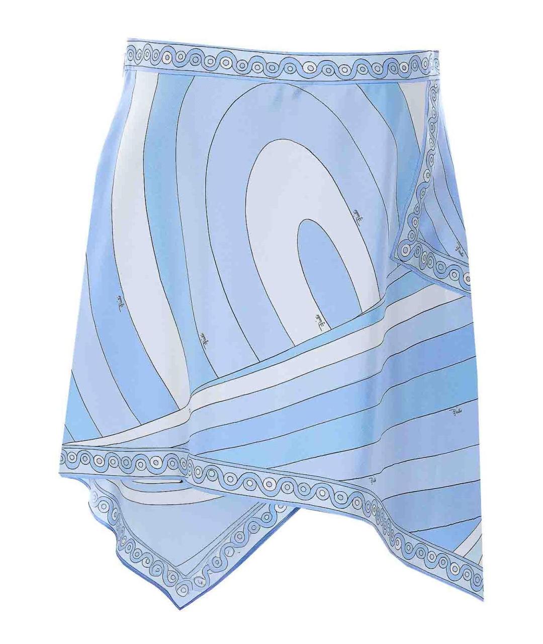 PUCCI Голубая шелковая юбка мини, фото 2