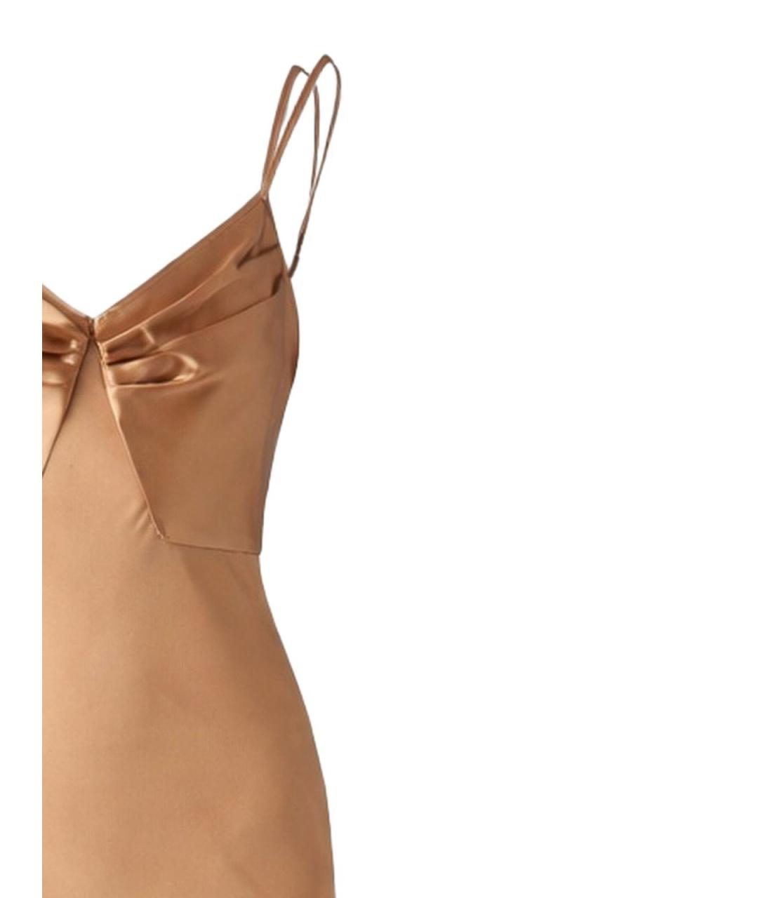 ELISABETTA FRANCHI Бежевое полиэстеровое вечернее платье, фото 2