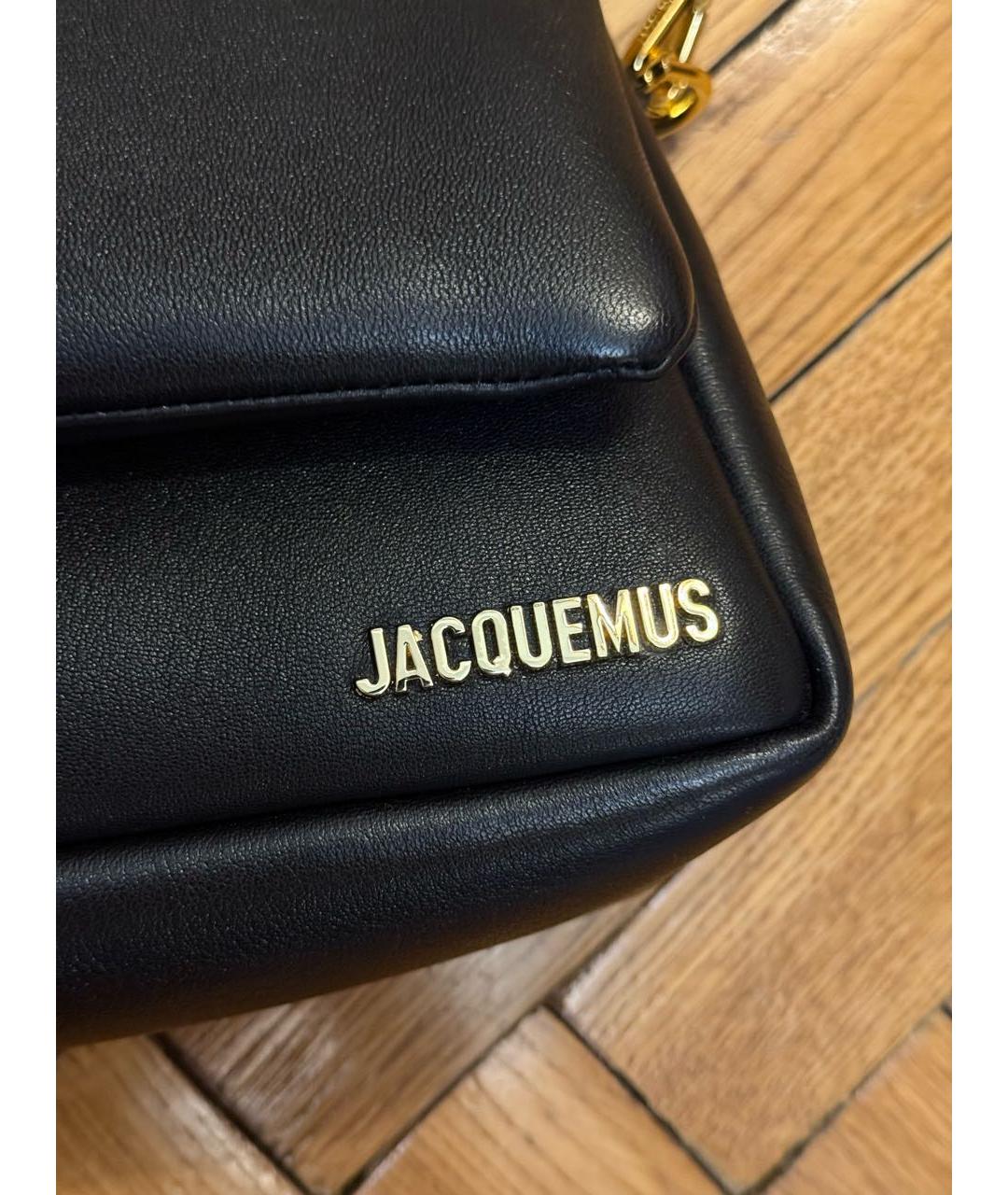 JACQUEMUS Черная кожаная сумка с короткими ручками, фото 5