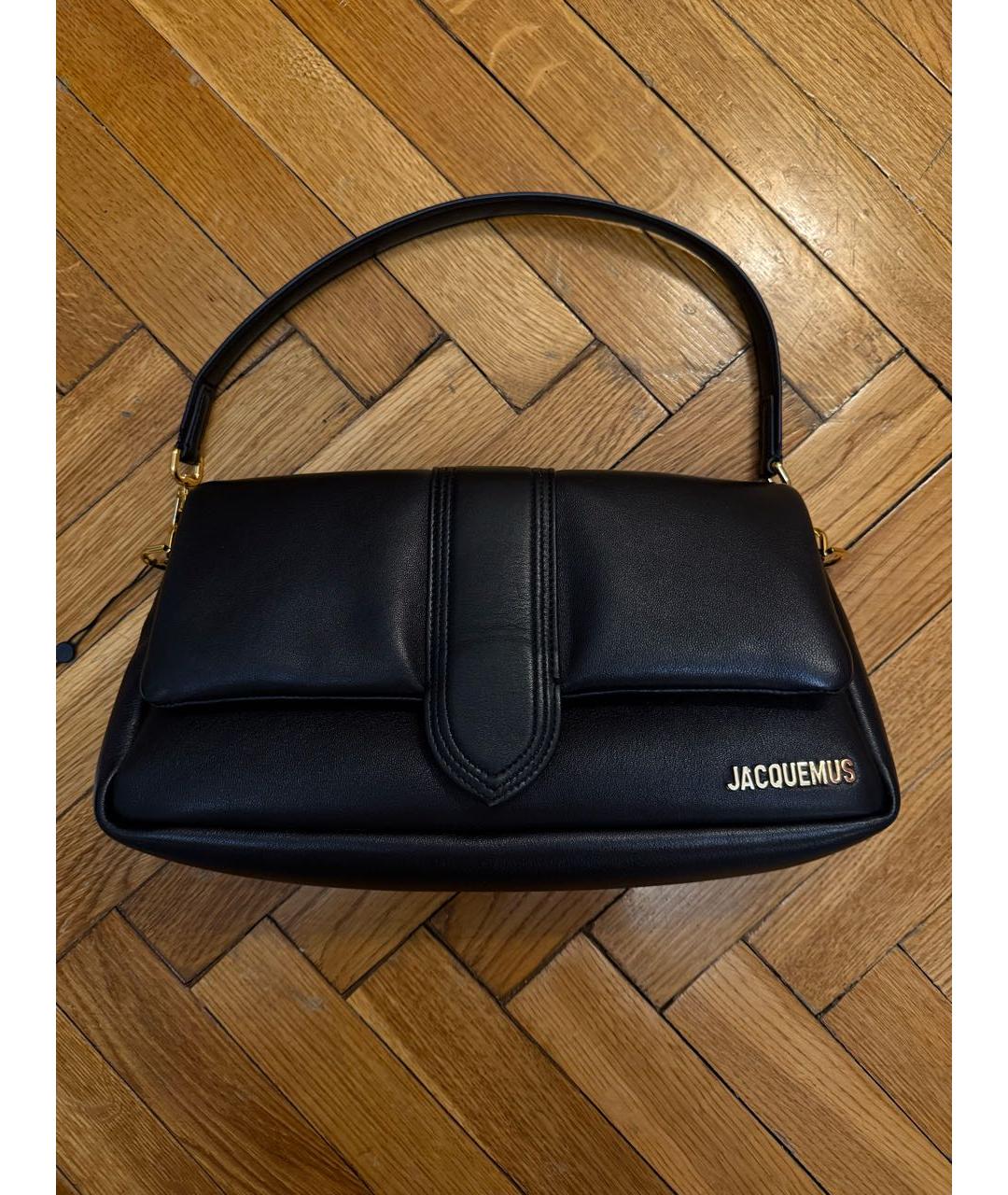 JACQUEMUS Черная кожаная сумка с короткими ручками, фото 9