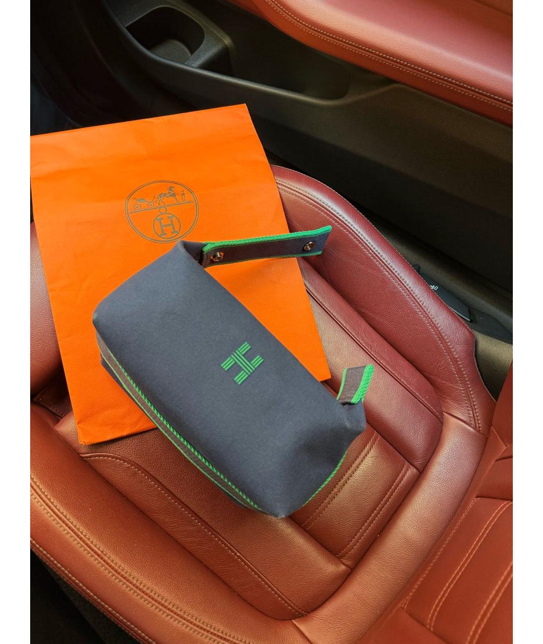 HERMES Синяя тканевая косметичка, фото 8