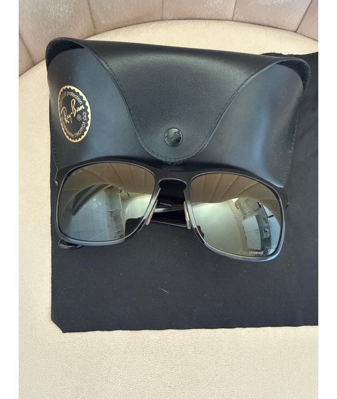RAY BAN Черные пластиковые солнцезащитные очки, фото 5