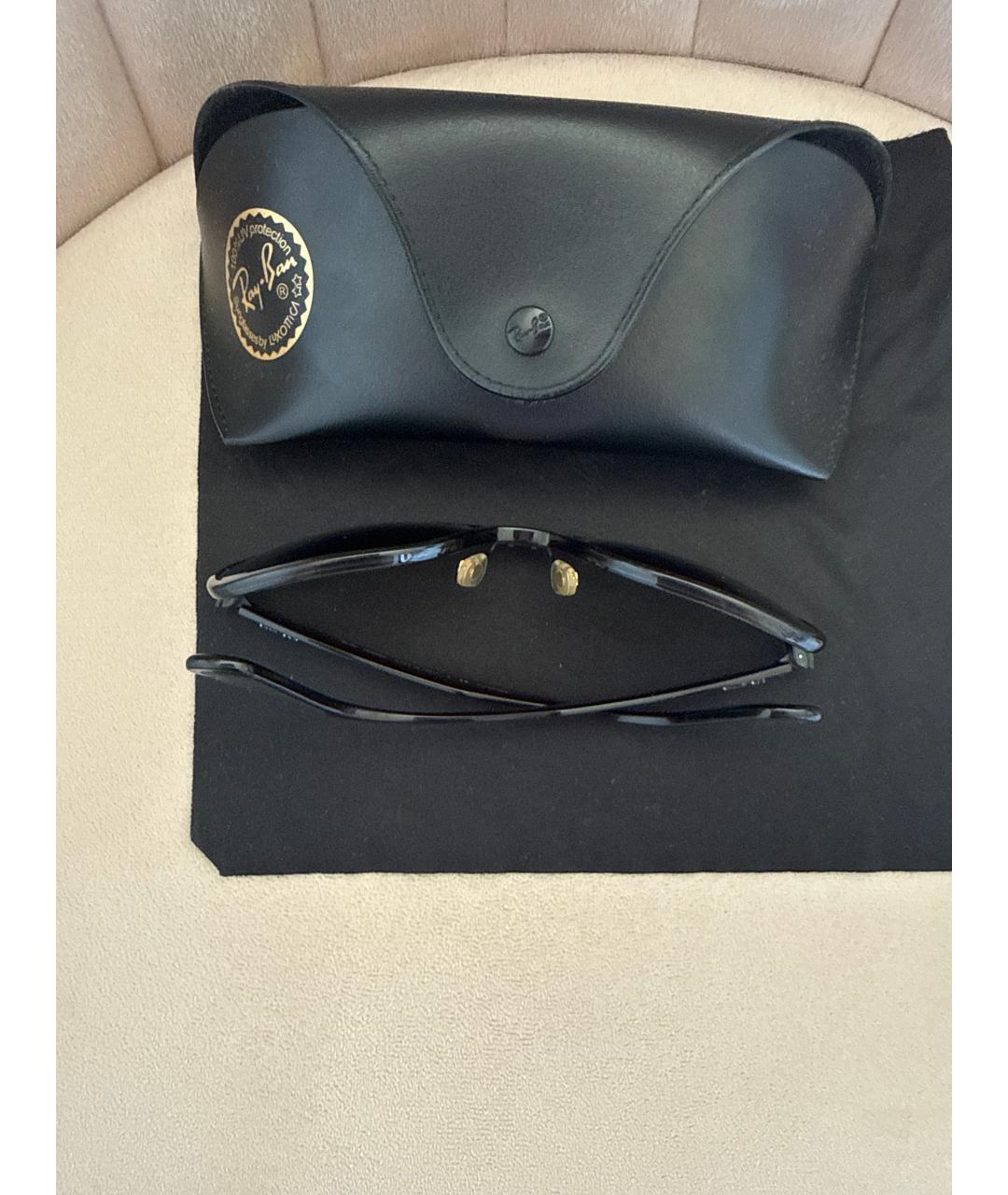 RAY BAN Черные пластиковые солнцезащитные очки, фото 4