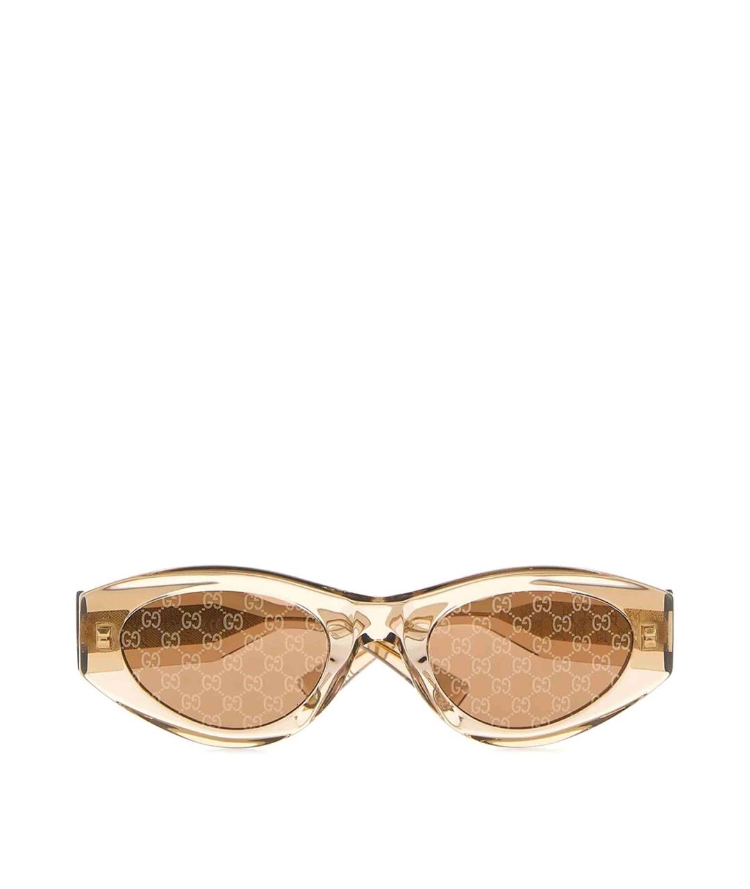 GUCCI Бежевые пластиковые солнцезащитные очки, фото 2