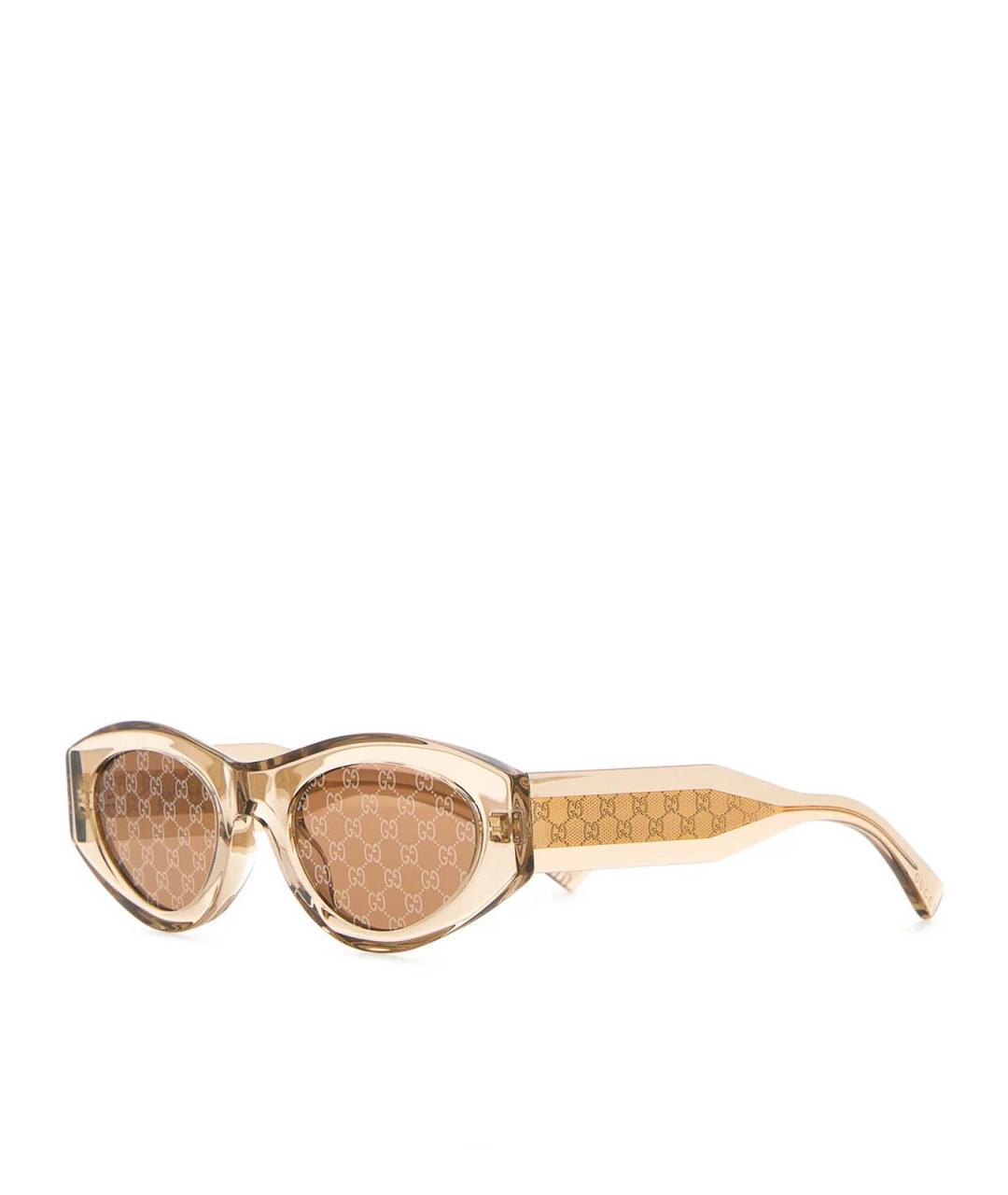 GUCCI Бежевые пластиковые солнцезащитные очки, фото 1