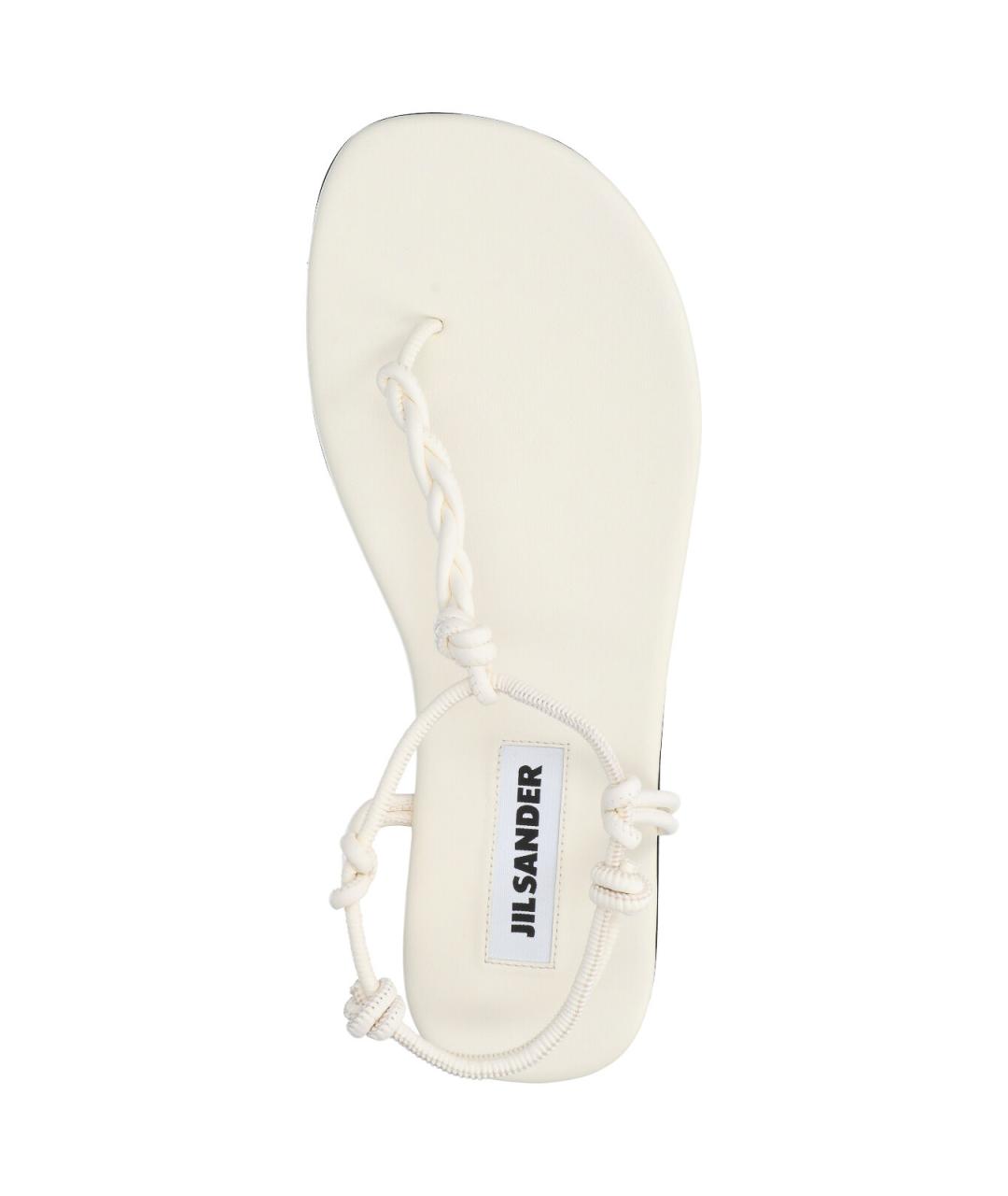 JIL SANDER Белые кожаные сандалии, фото 5