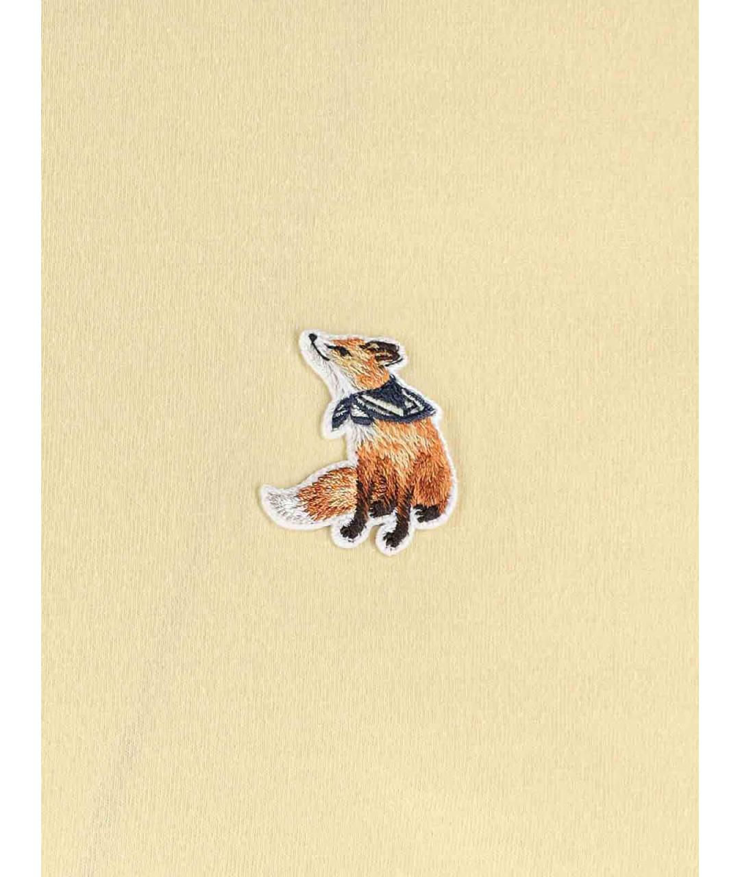 MAISON KITSUNE Желтая хлопковая футболка, фото 3