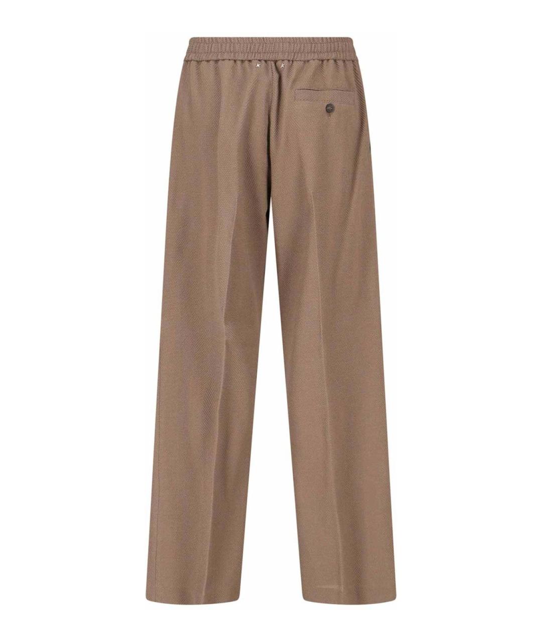 GOLDEN GOOSE DELUXE BRAND Бежевые шерстяные повседневные брюки, фото 2