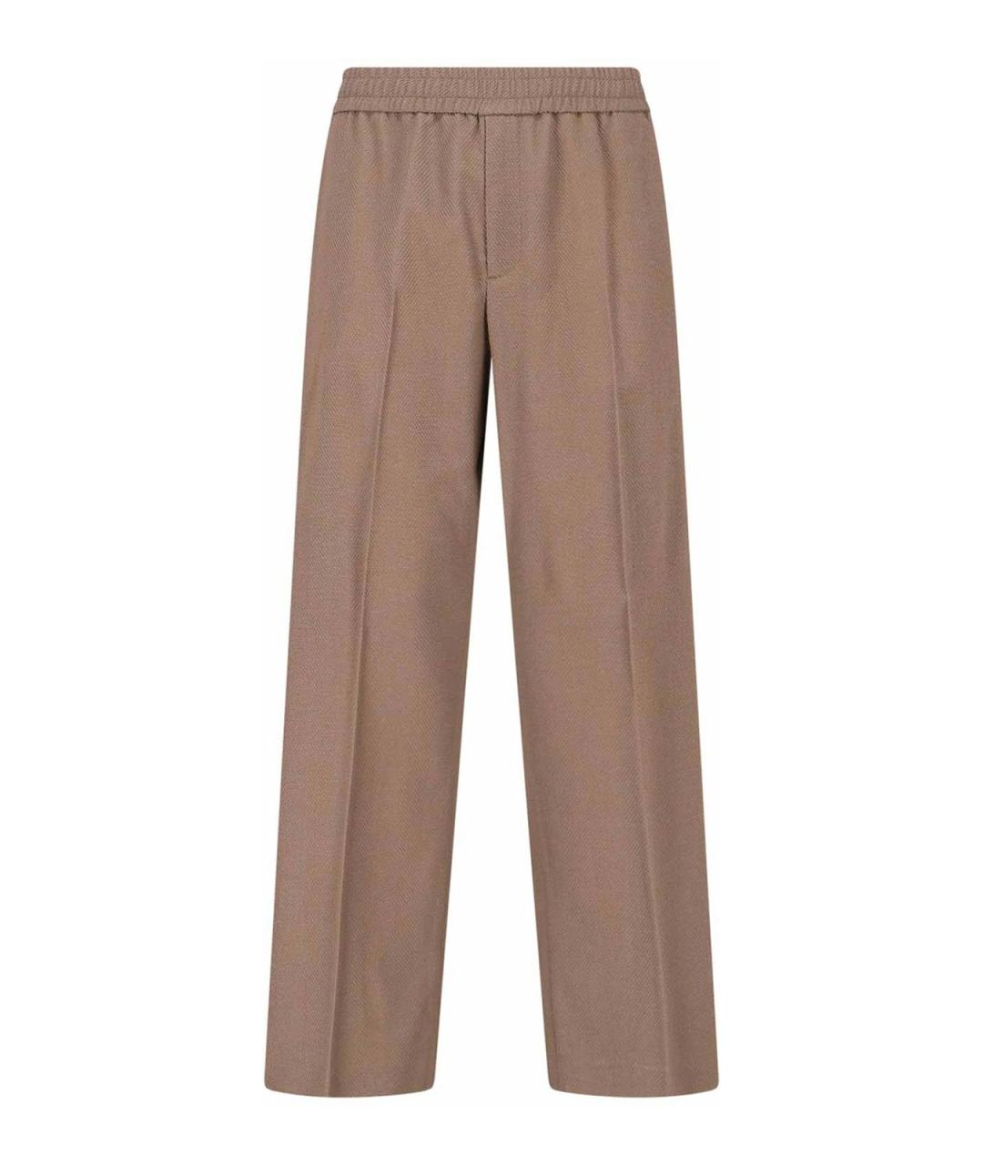 GOLDEN GOOSE DELUXE BRAND Бежевые шерстяные повседневные брюки, фото 1