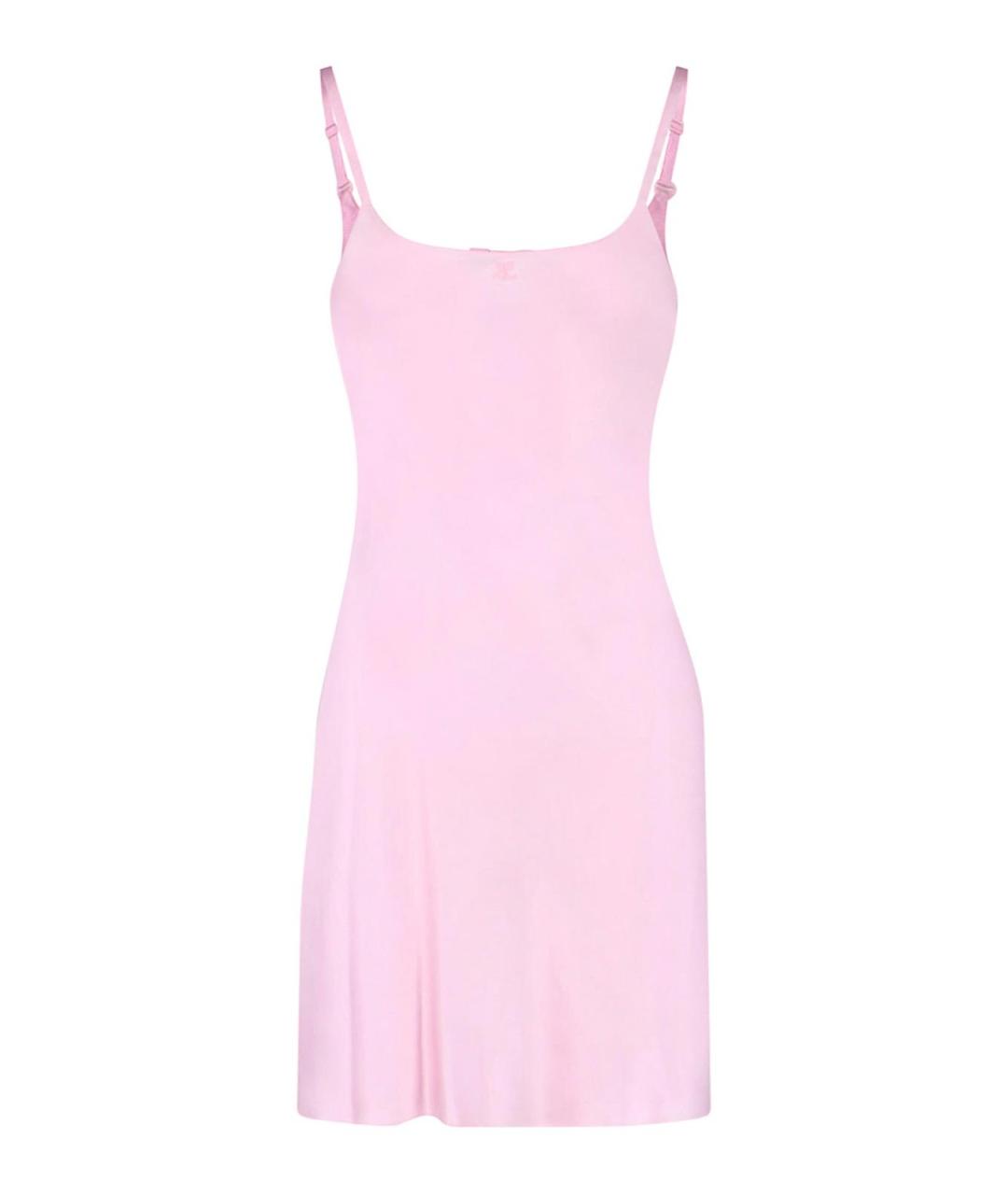 COURREGES Розовое шелковое коктейльное платье, фото 1