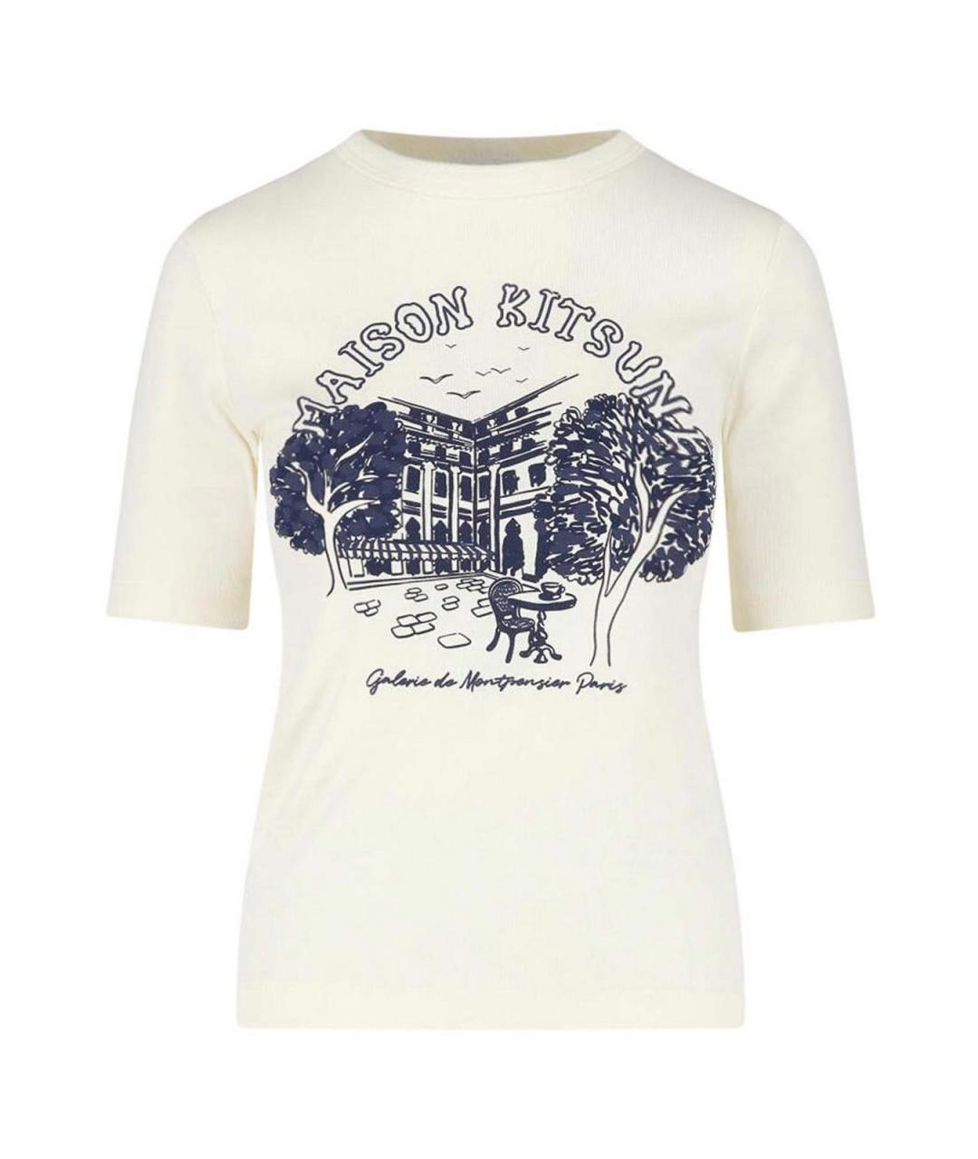 MAISON KITSUNE Бежевая хлопковая футболка, фото 1