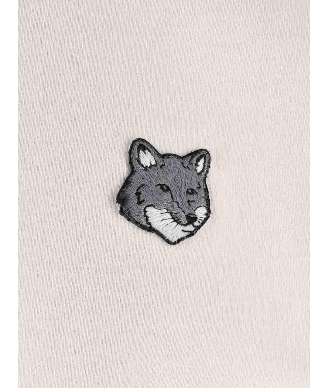 MAISON KITSUNE Бежевая хлопковая футболка, фото 3