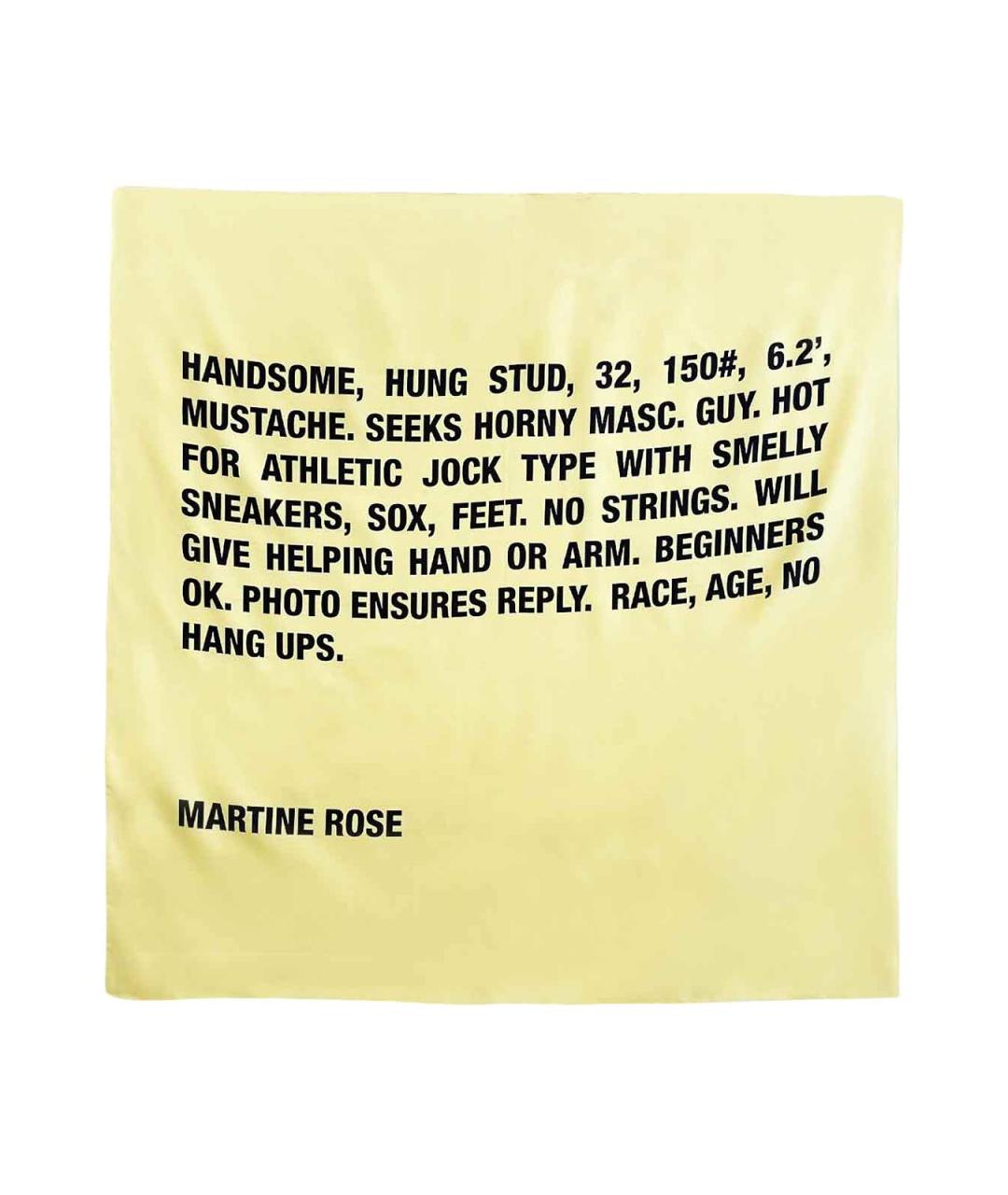 MARTINE ROSE Желтый шелковый шарф, фото 2