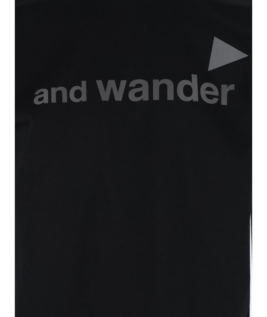 AND WANDER Черная хлопковая футболка, фото 3