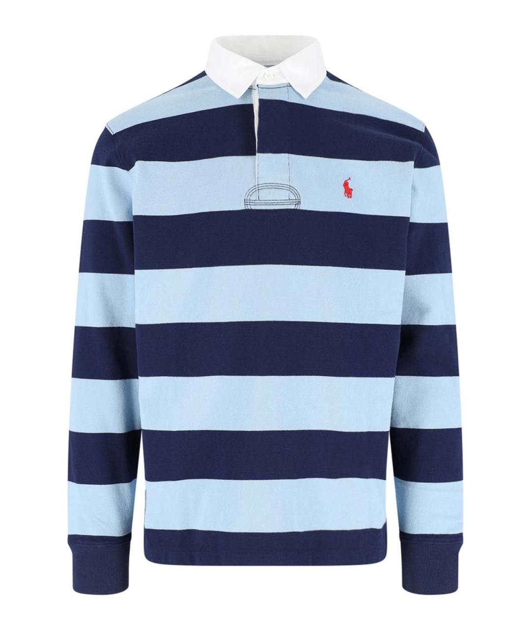 POLO RALPH LAUREN Синее хлопковое поло с длинным рукавом, фото 1