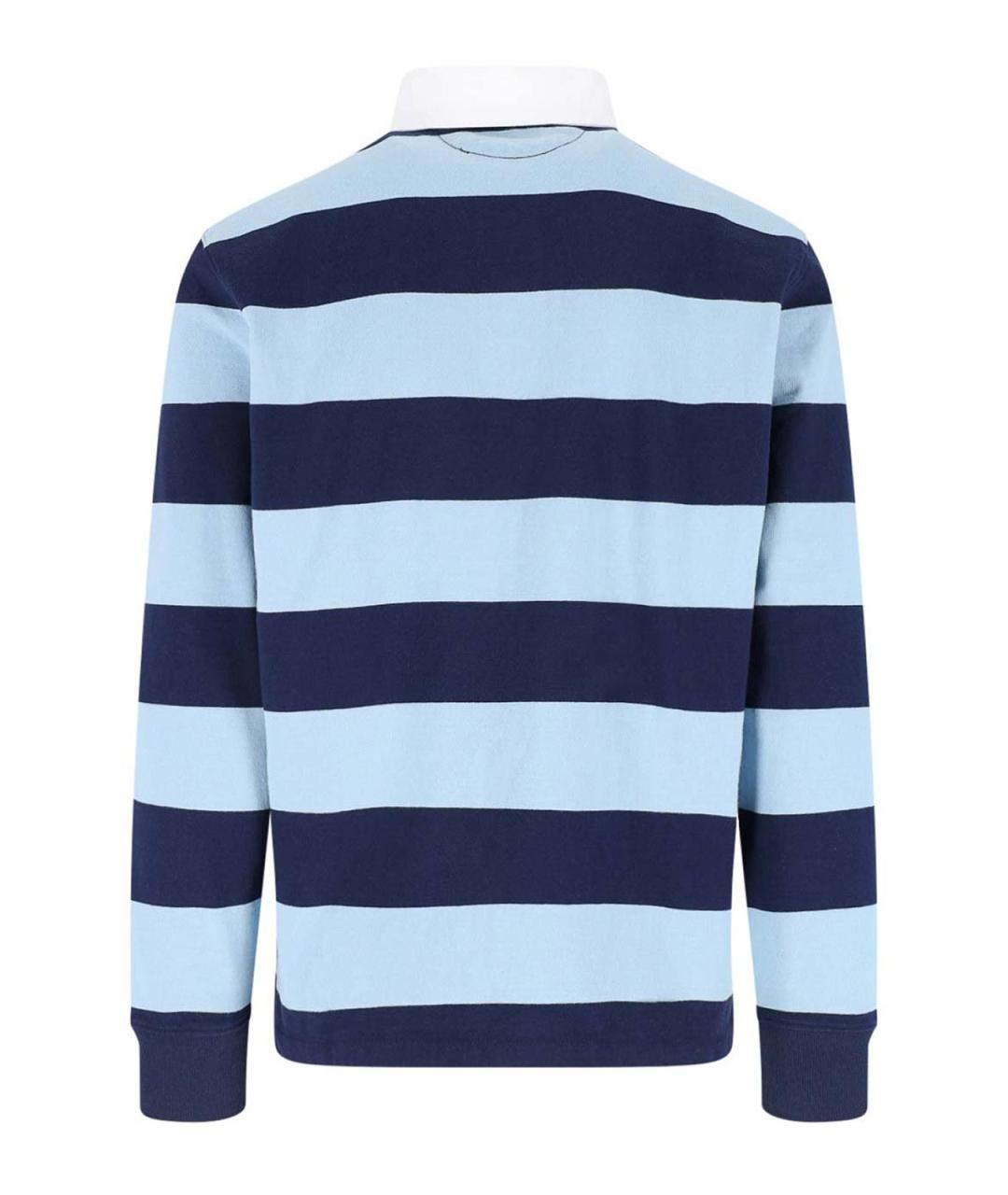 POLO RALPH LAUREN Синее хлопковое поло с длинным рукавом, фото 2