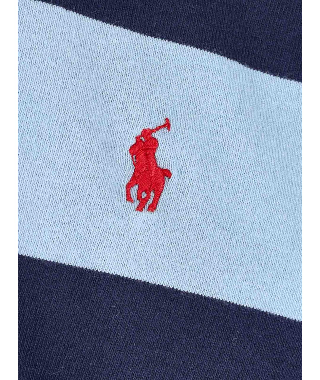 POLO RALPH LAUREN Синее хлопковое поло с длинным рукавом, фото 3