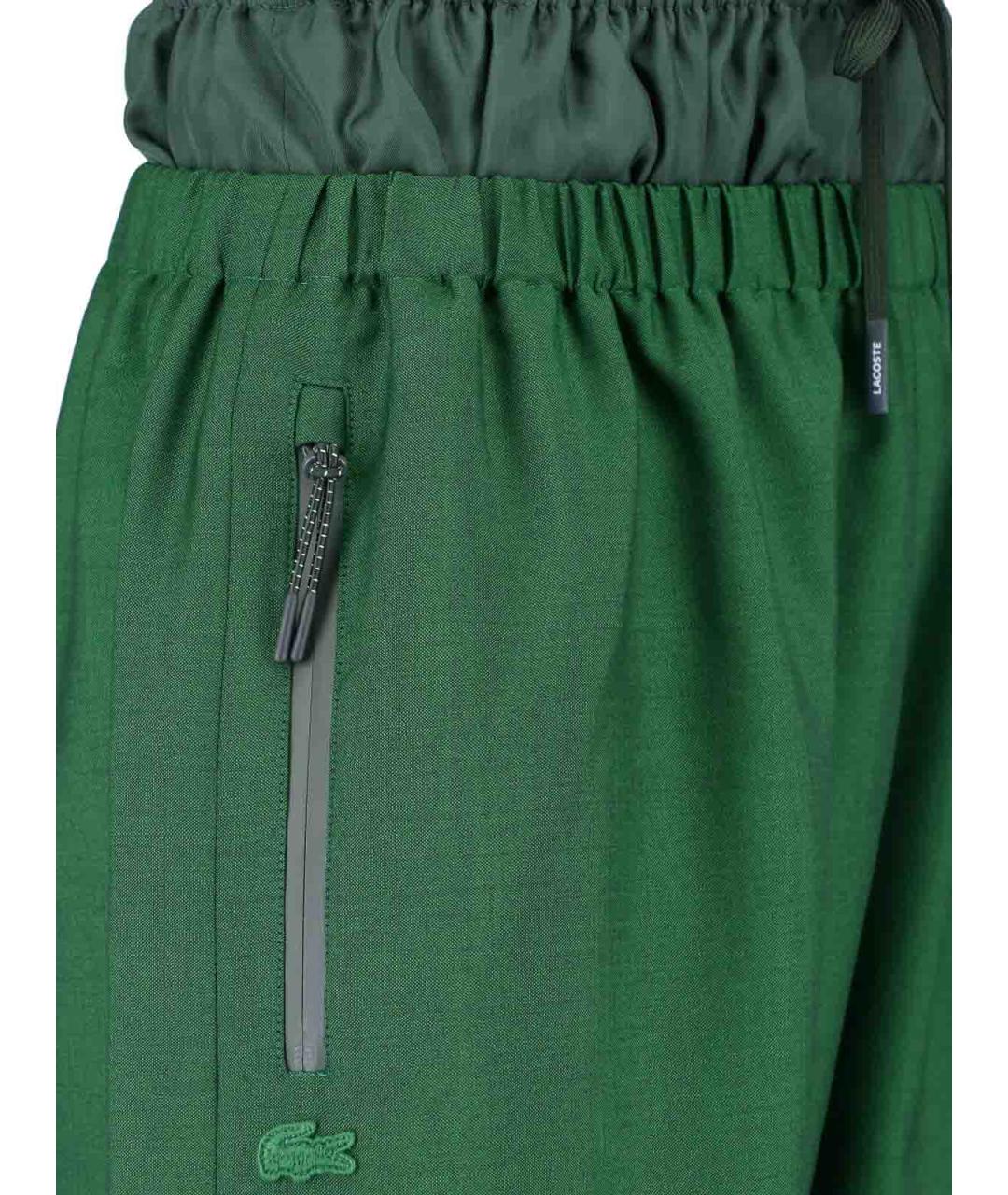 LACOSTE Зеленые шерстяные повседневные брюки, фото 4
