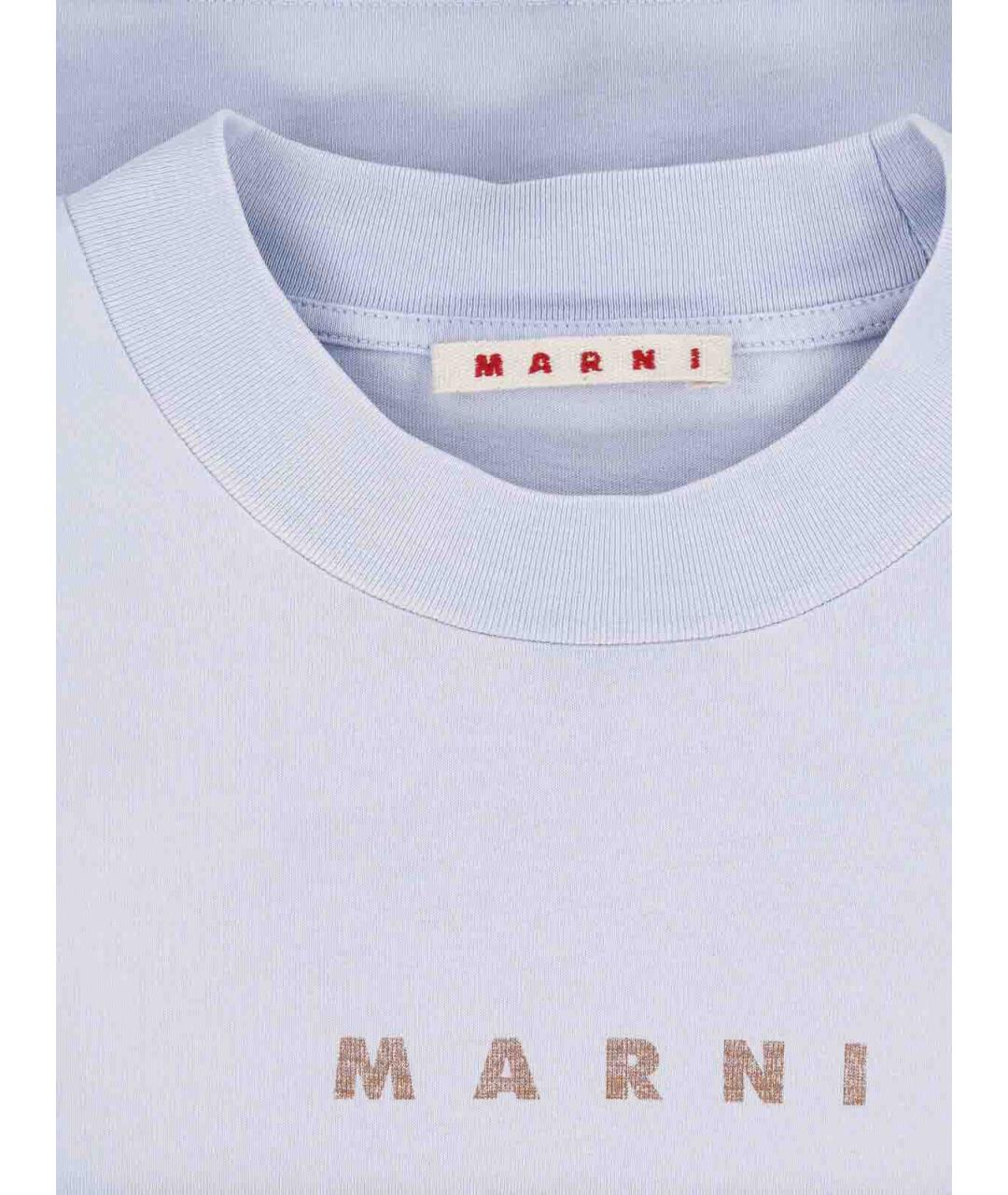 MARNI Голубая хлопковая футболка, фото 3