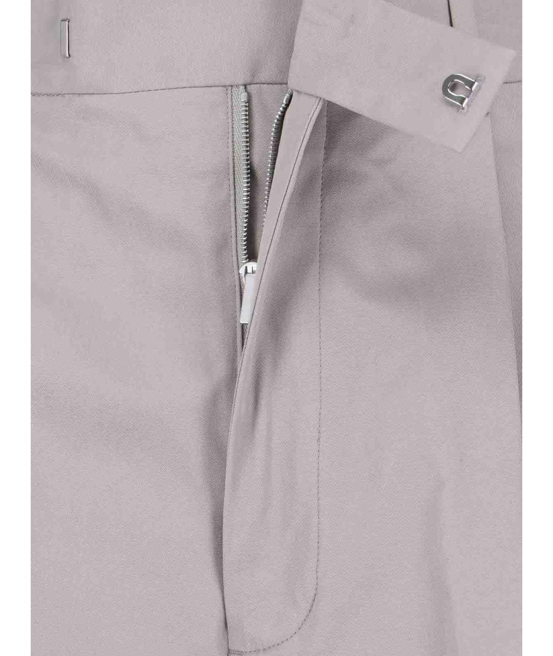 JIL SANDER Серые хлопковые прямые брюки, фото 5