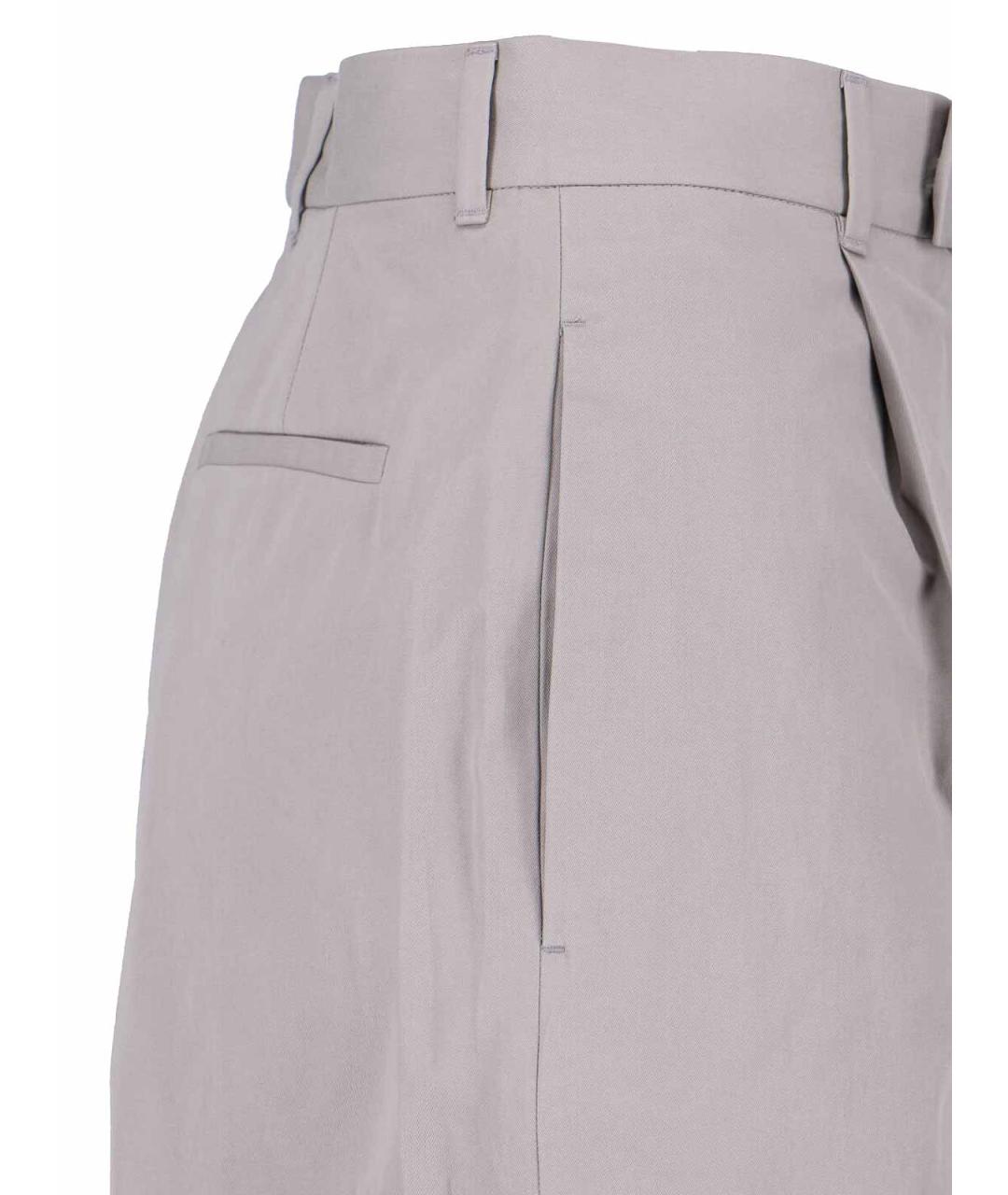 JIL SANDER Серые хлопковые прямые брюки, фото 4
