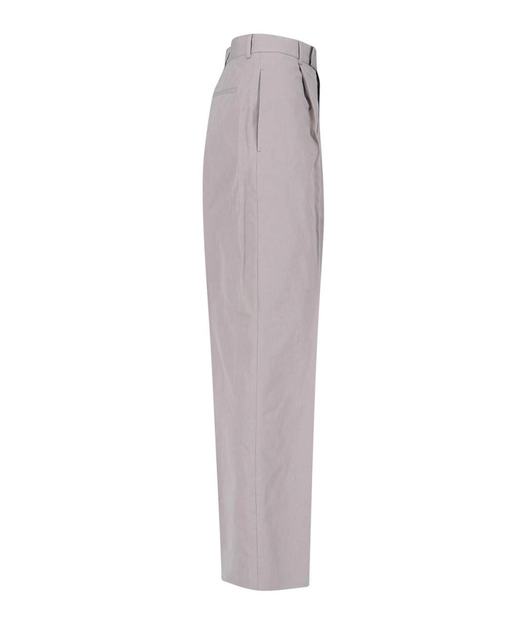 JIL SANDER Серые хлопковые прямые брюки, фото 3