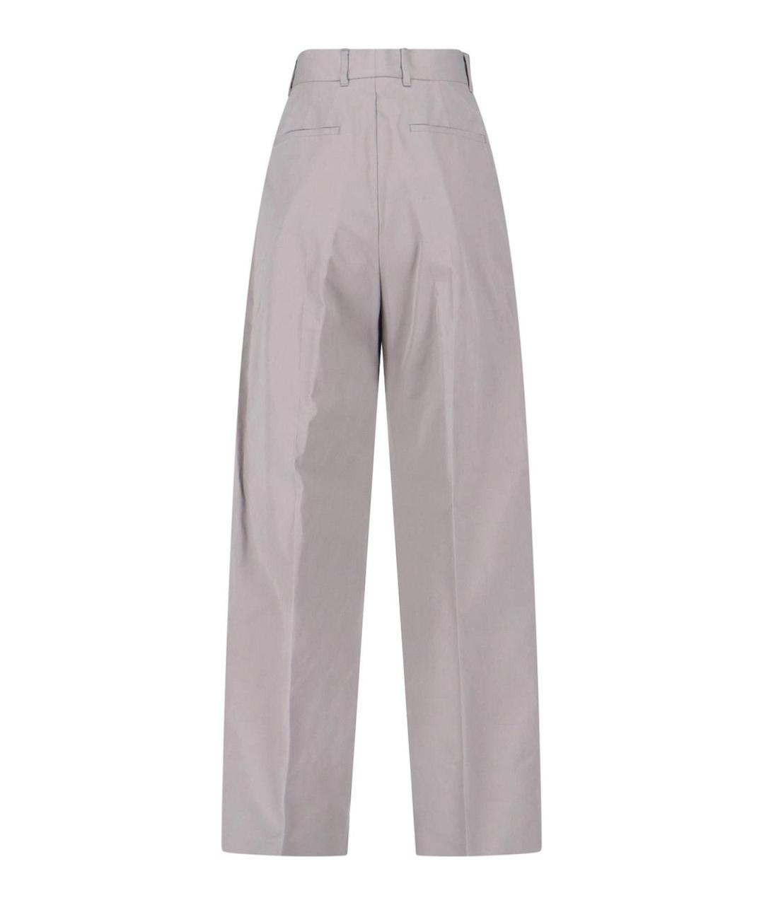 JIL SANDER Серые хлопковые прямые брюки, фото 2