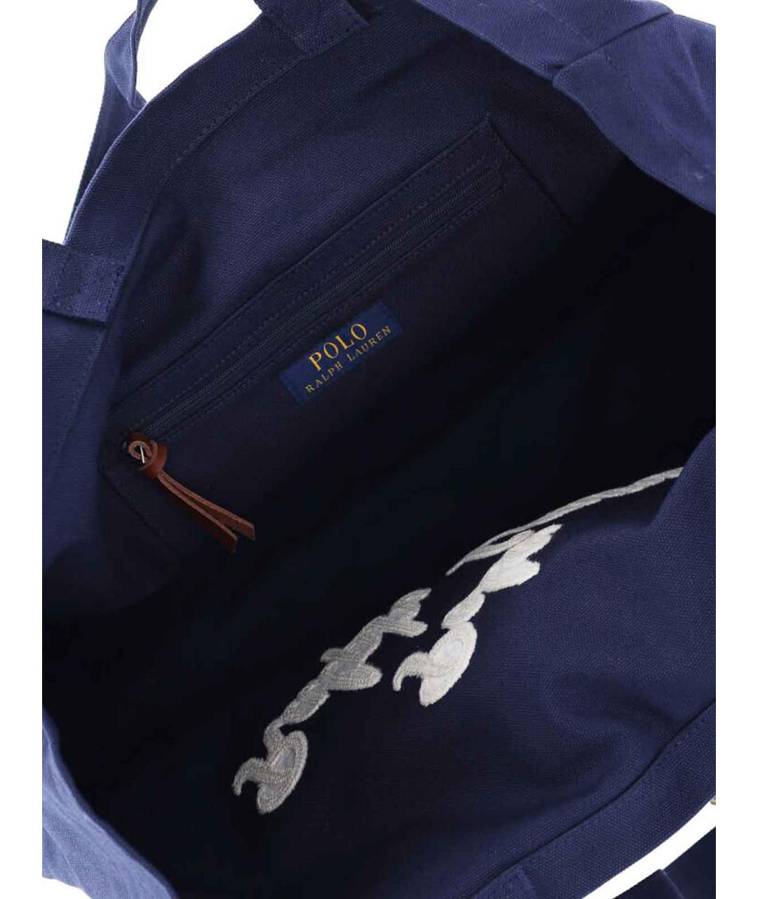 POLO RALPH LAUREN Синяя хлопковая сумка тоут, фото 4