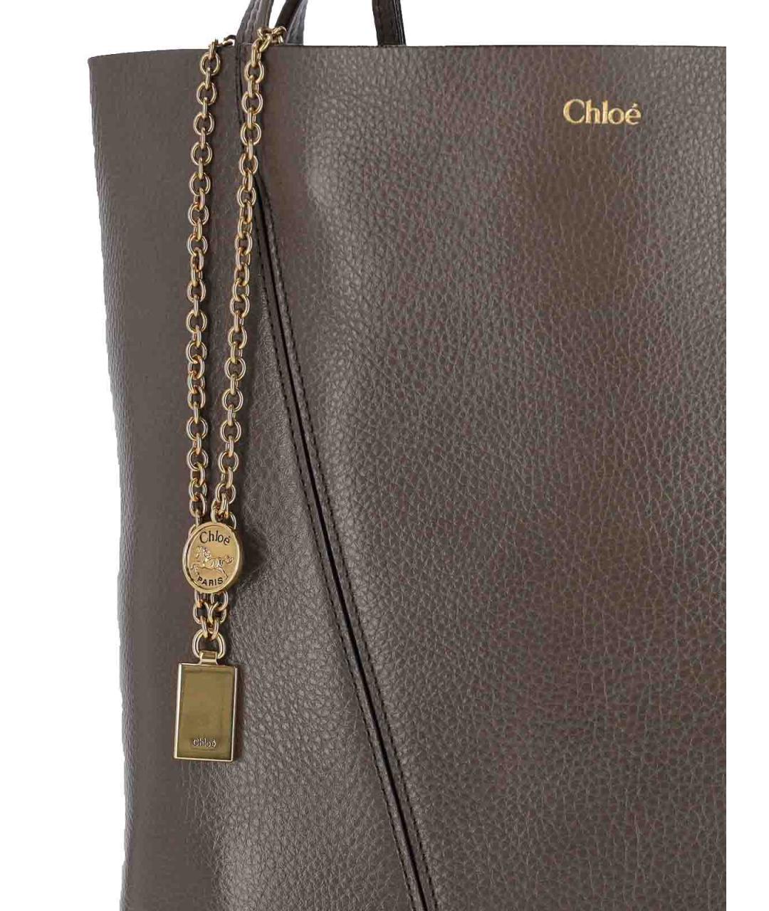 CHLOE Серая кожаная сумка тоут, фото 7