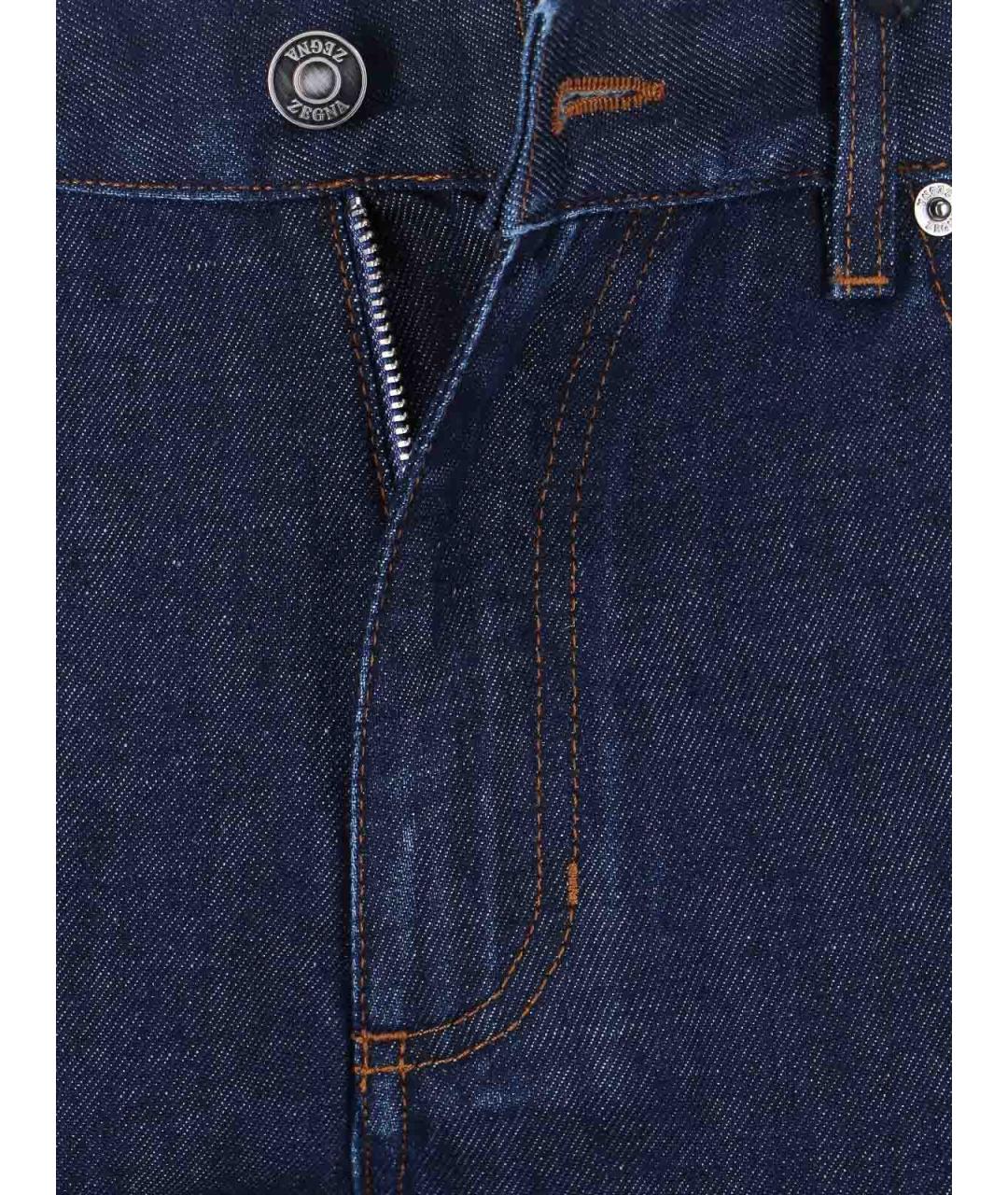 ZEGNA Синие хлопковые прямые джинсы, фото 5