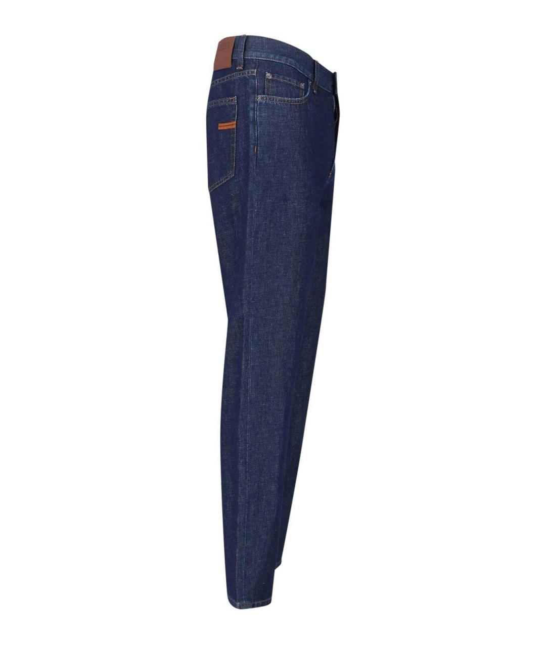 ZEGNA Синие хлопковые прямые джинсы, фото 3