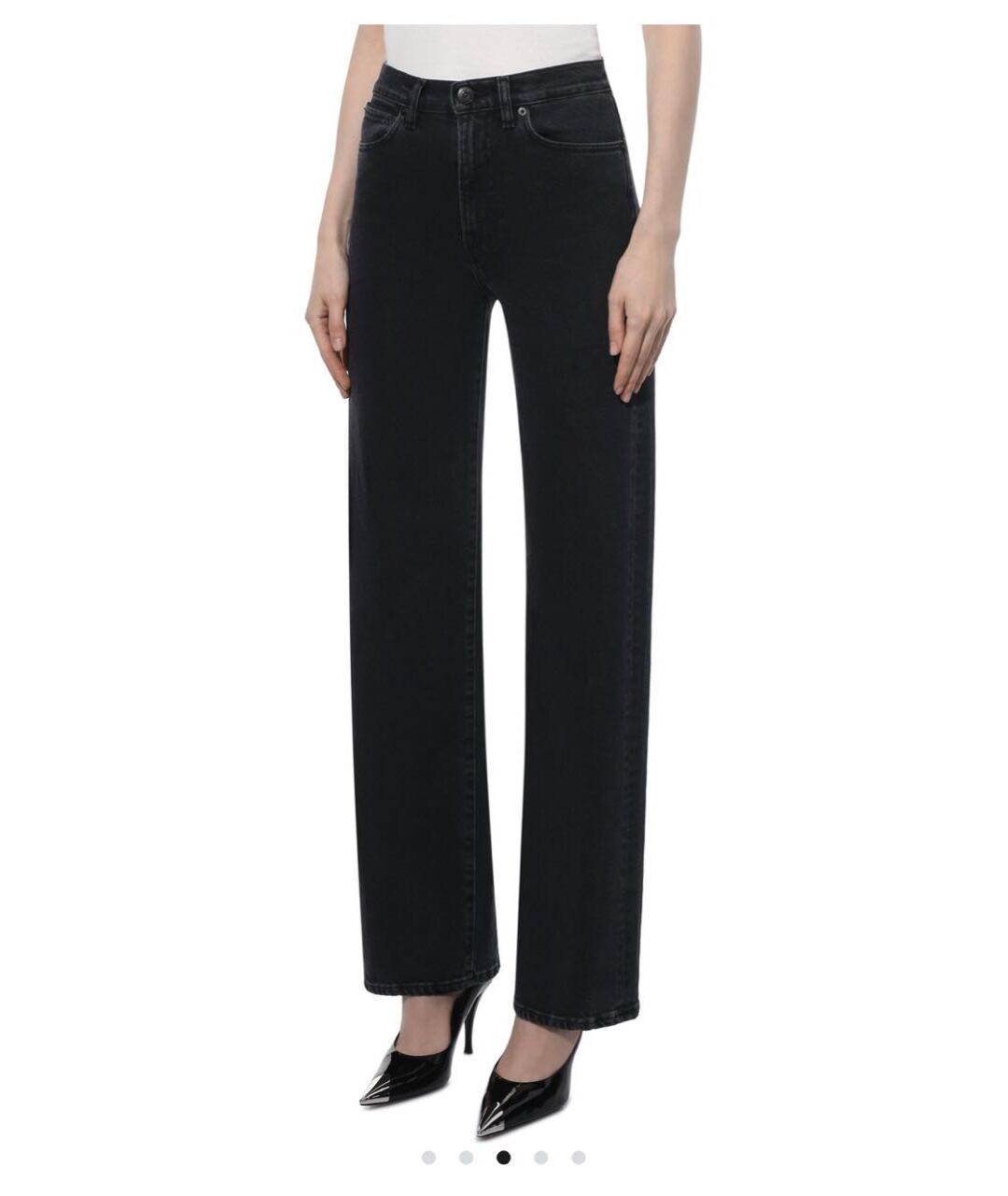 3X1 Черные хлопко-эластановые прямые джинсы, фото 8