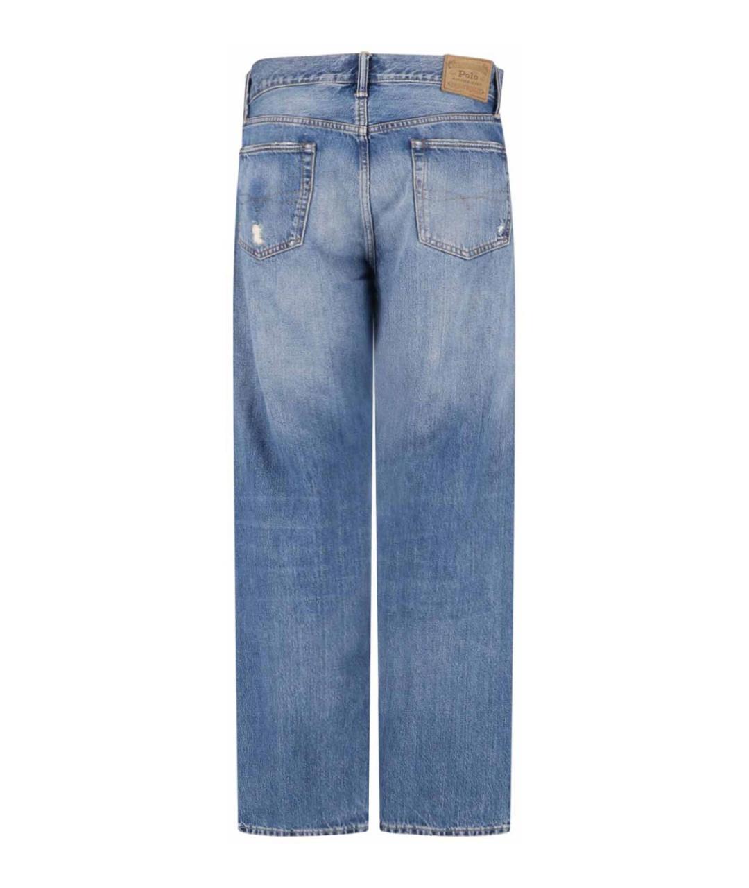 POLO RALPH LAUREN Голубые хлопковые прямые джинсы, фото 2