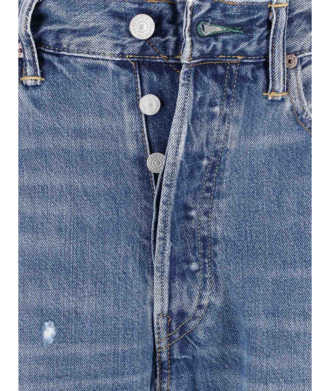 POLO RALPH LAUREN Голубые хлопковые прямые джинсы, фото 4