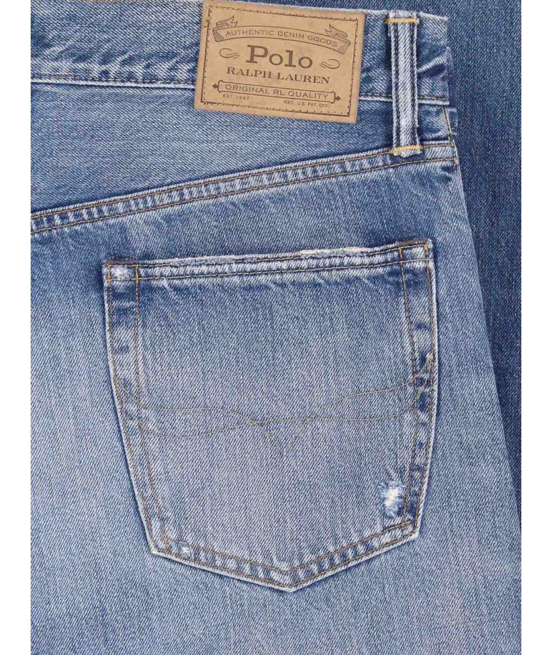 POLO RALPH LAUREN Голубые хлопковые прямые джинсы, фото 5
