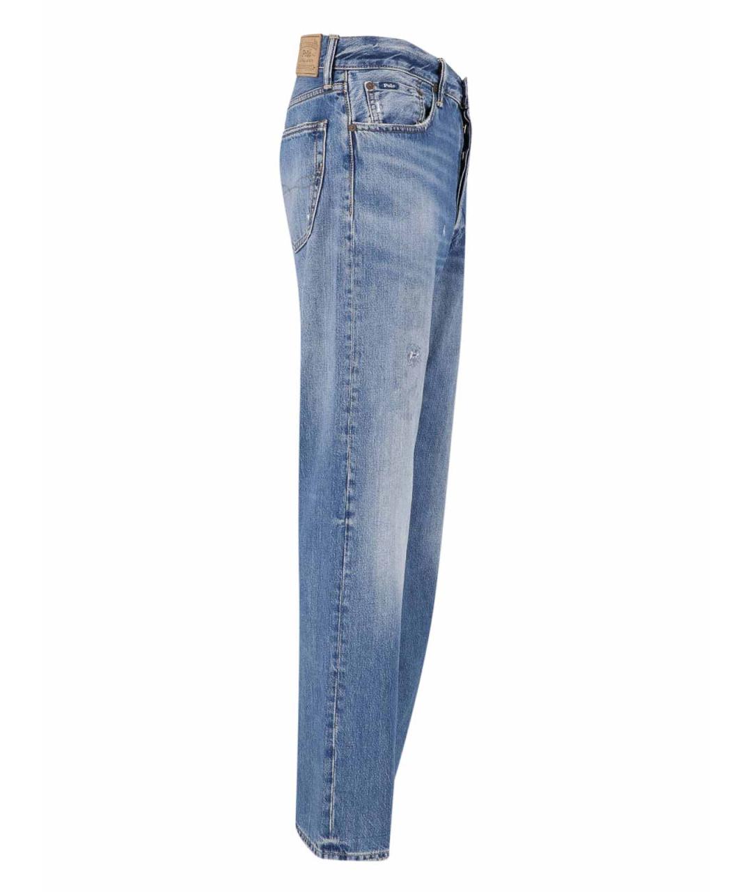 POLO RALPH LAUREN Голубые хлопковые прямые джинсы, фото 3