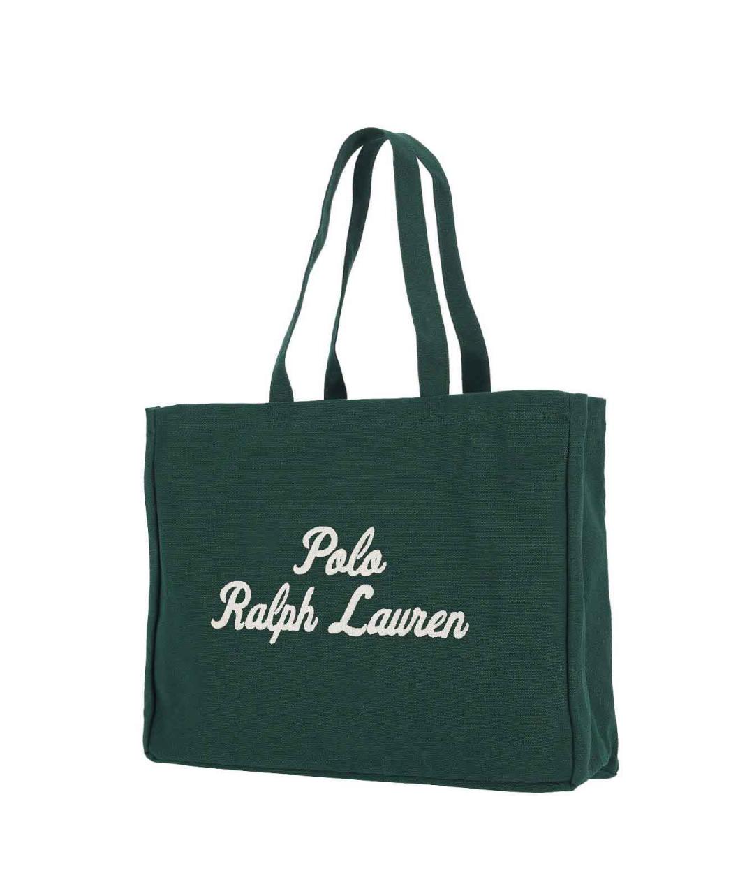 POLO RALPH LAUREN Зеленая хлопковая сумка тоут, фото 2