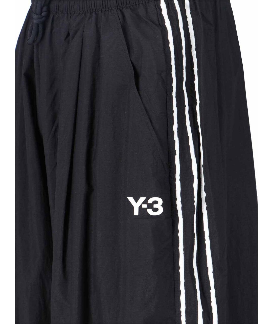 Y-3 Черные полиамидовые брюки широкие, фото 4