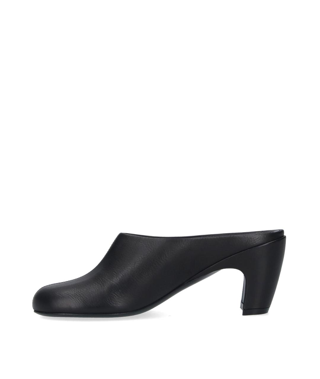 DRIES VAN NOTEN Черные кожаные мюли, фото 3
