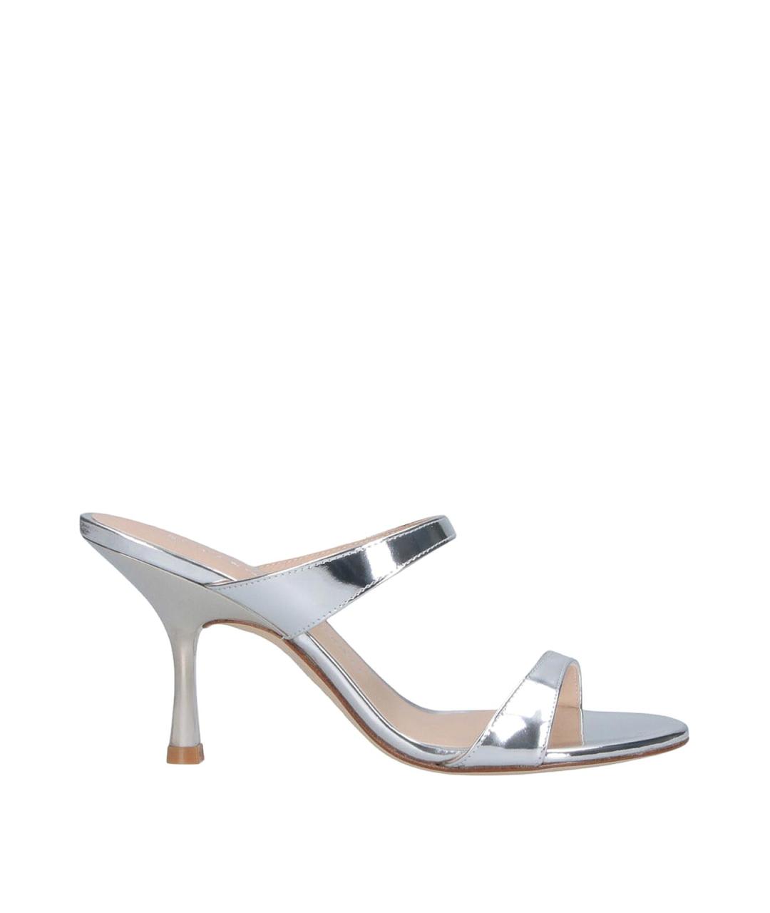 STUART WEITZMAN Серебряные кожаные сандалии, фото 1