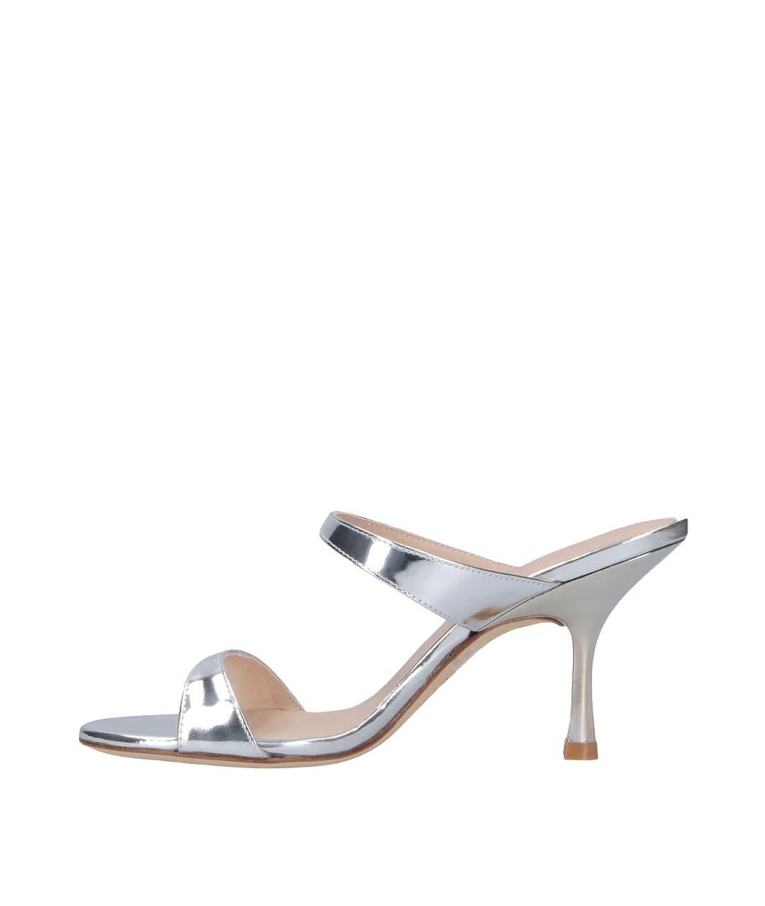 STUART WEITZMAN Серебряные кожаные сандалии, фото 3