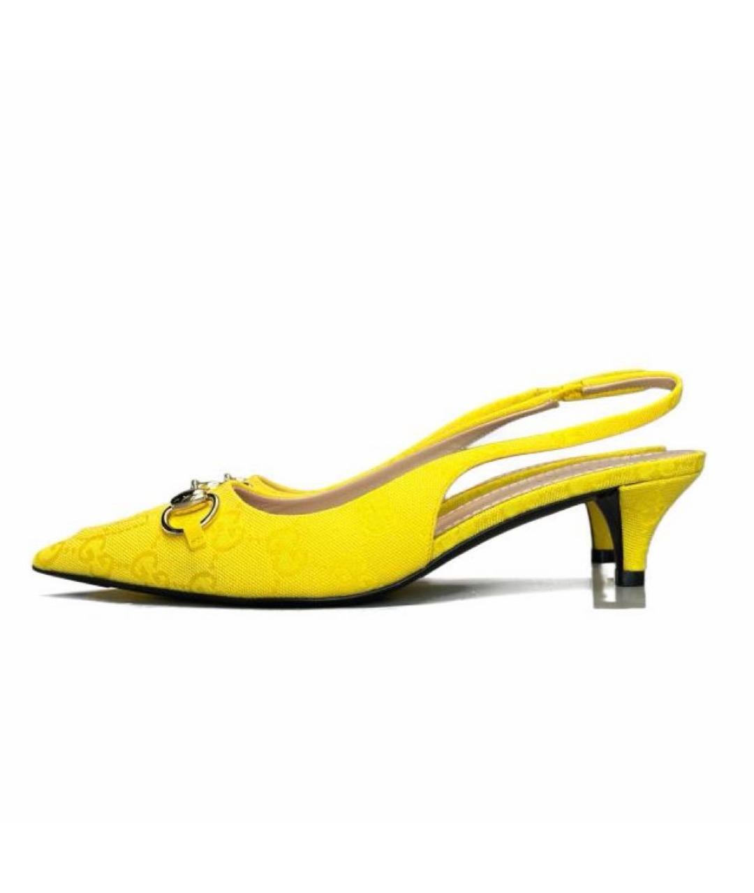 GUCCI Желтые текстильные туфли, фото 6