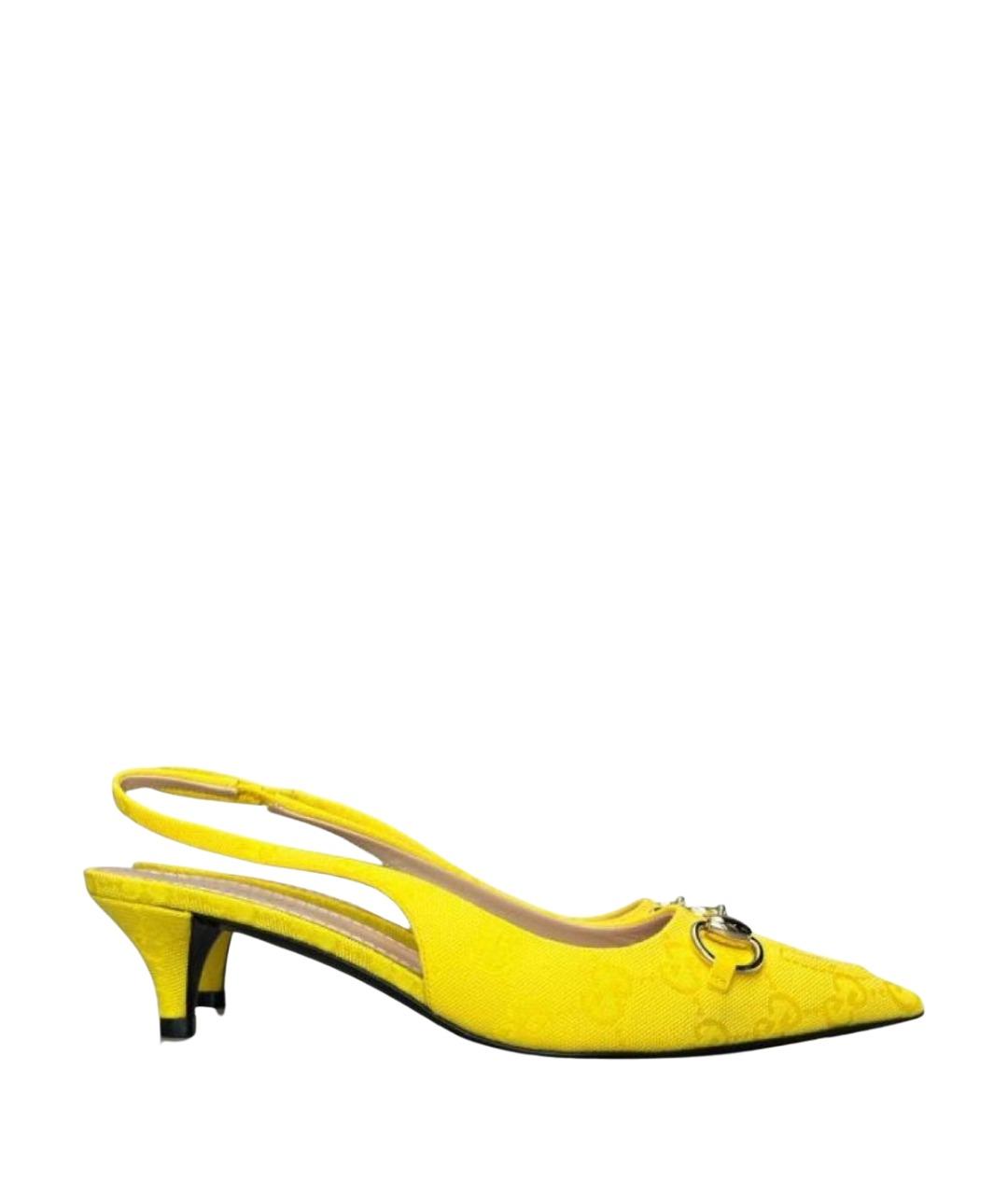 GUCCI Желтые текстильные туфли, фото 1