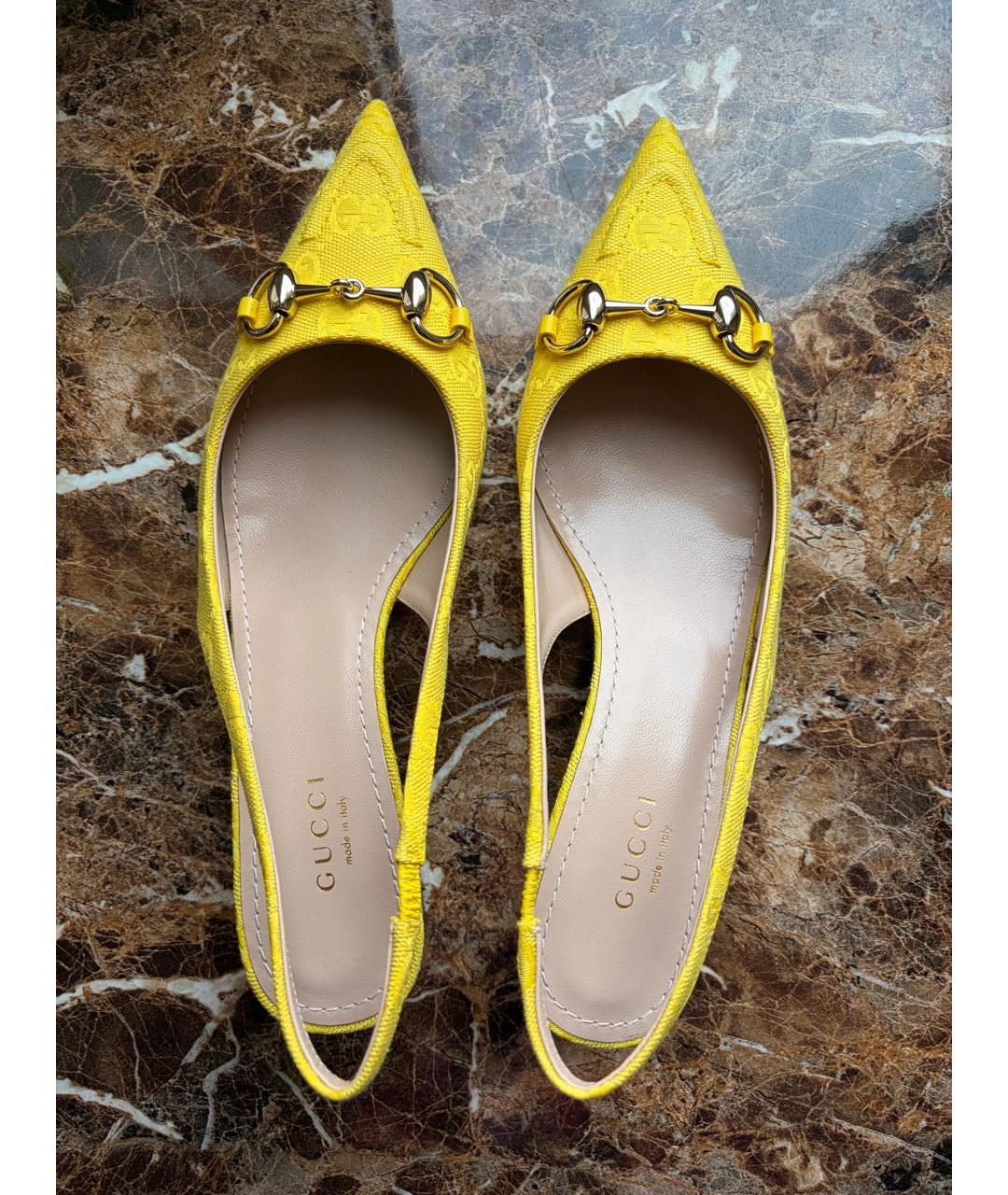 GUCCI Желтые текстильные туфли, фото 3