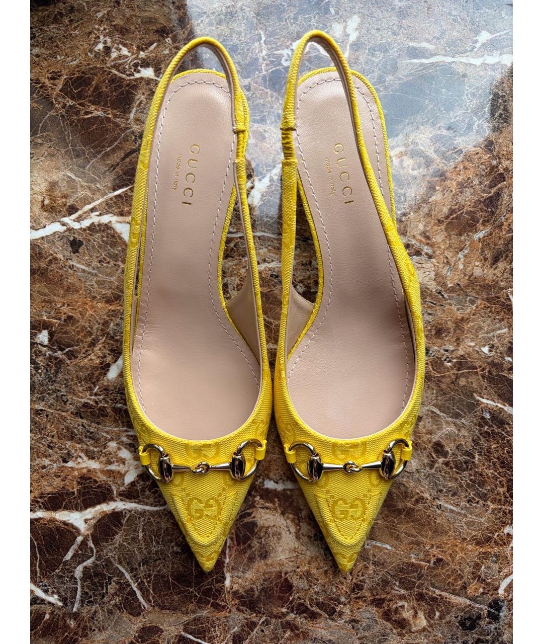 GUCCI Желтые текстильные туфли, фото 2