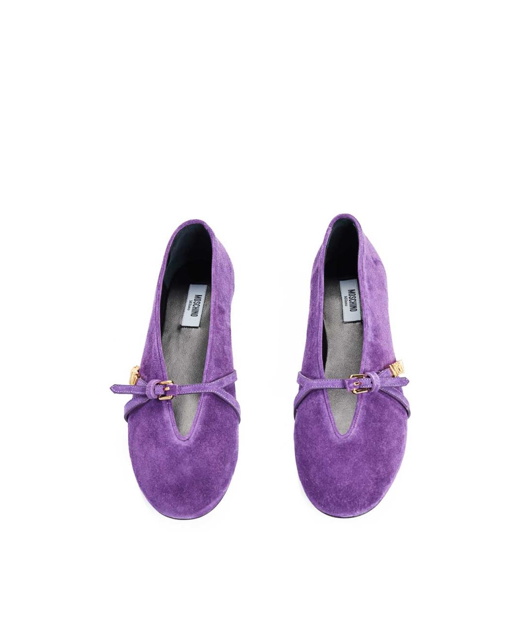 MOSCHINO Фиолетовые замшевые балетки, фото 4