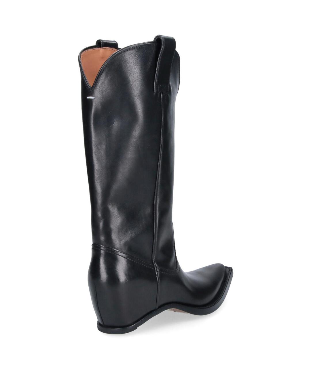 MAISON MARGIELA Черные кожаные сапоги, фото 4